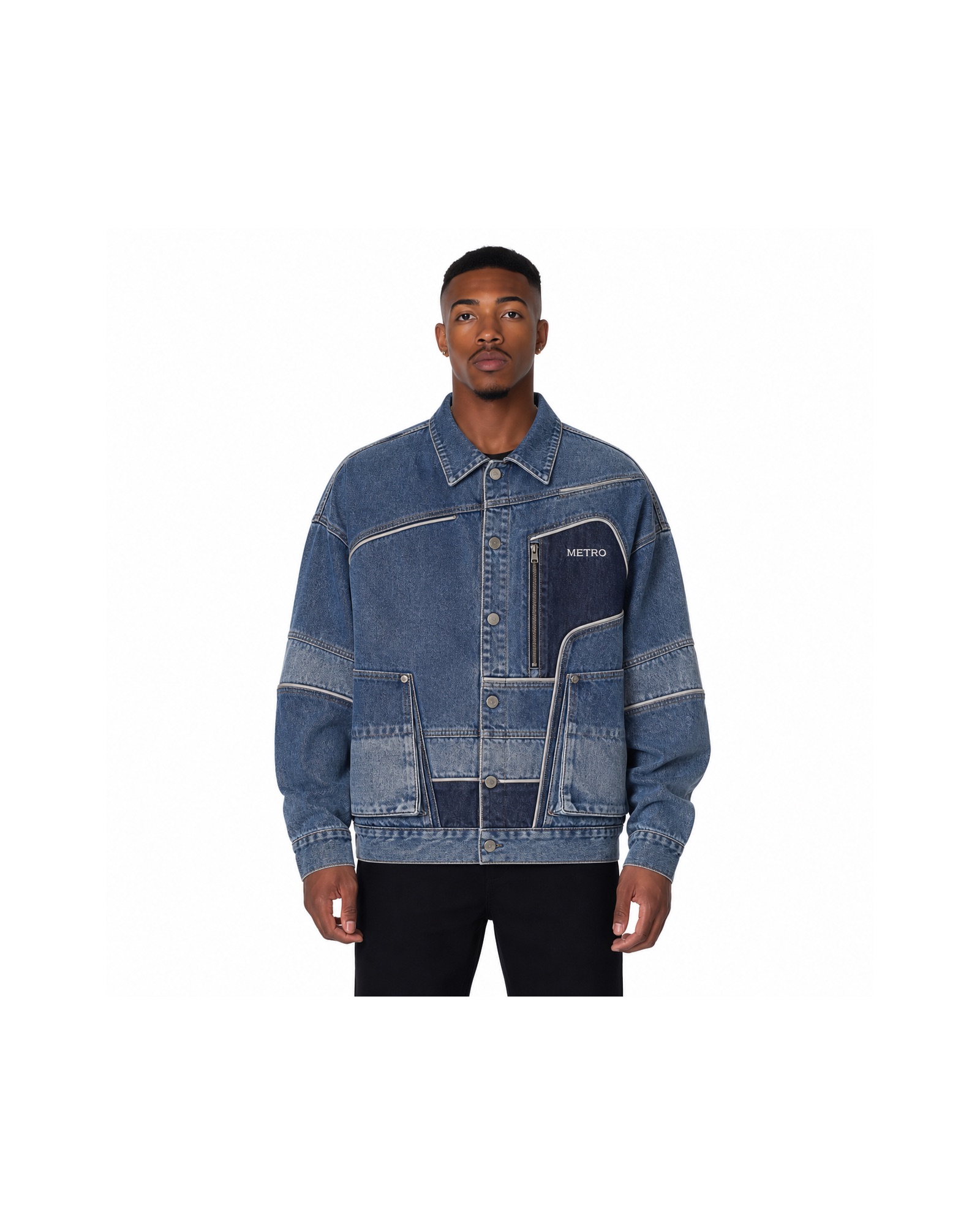 METRO Indigo Switchyard Utility Jacket front product view on a white background