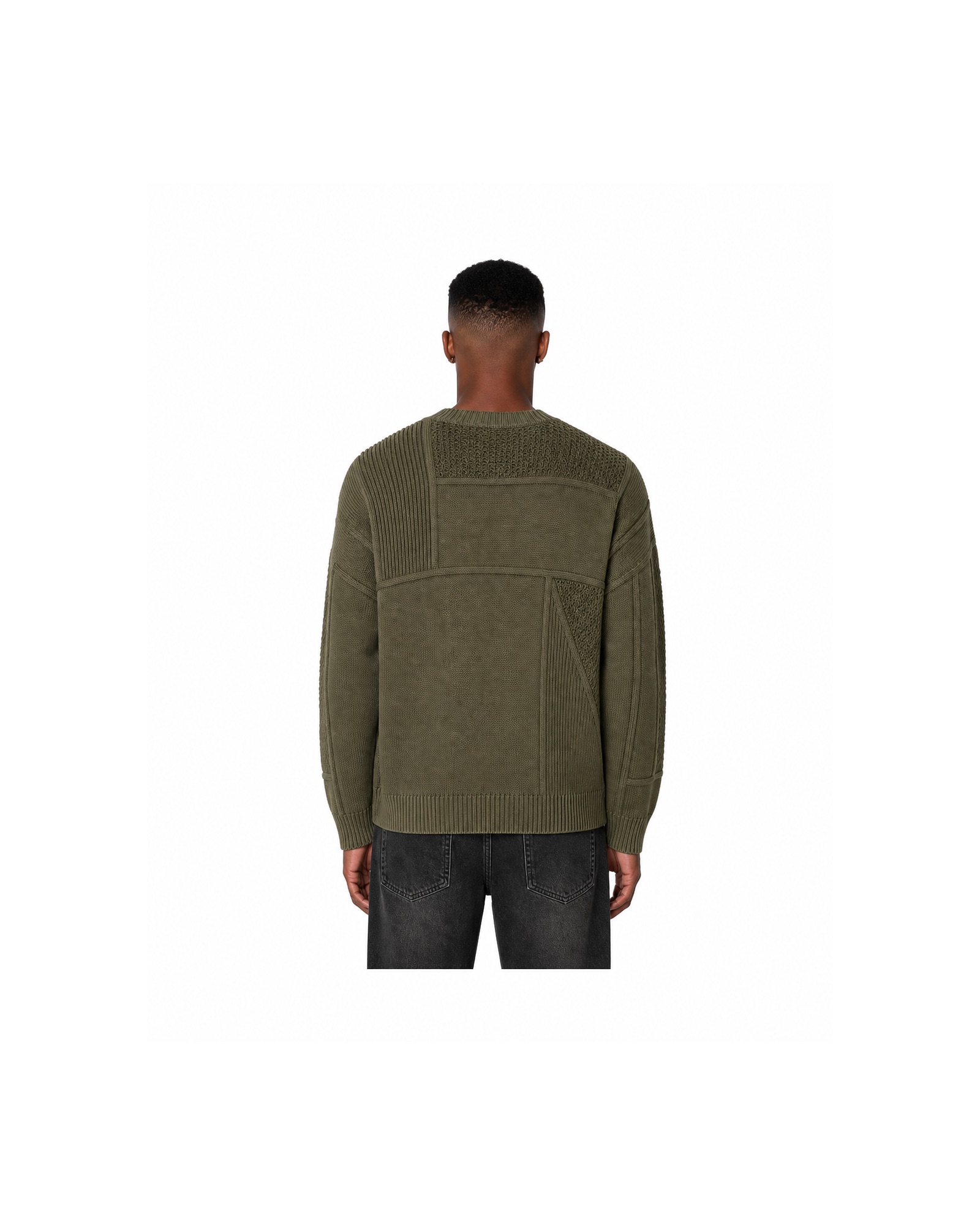 METRO Olive Station Crewneck back product view on a white background