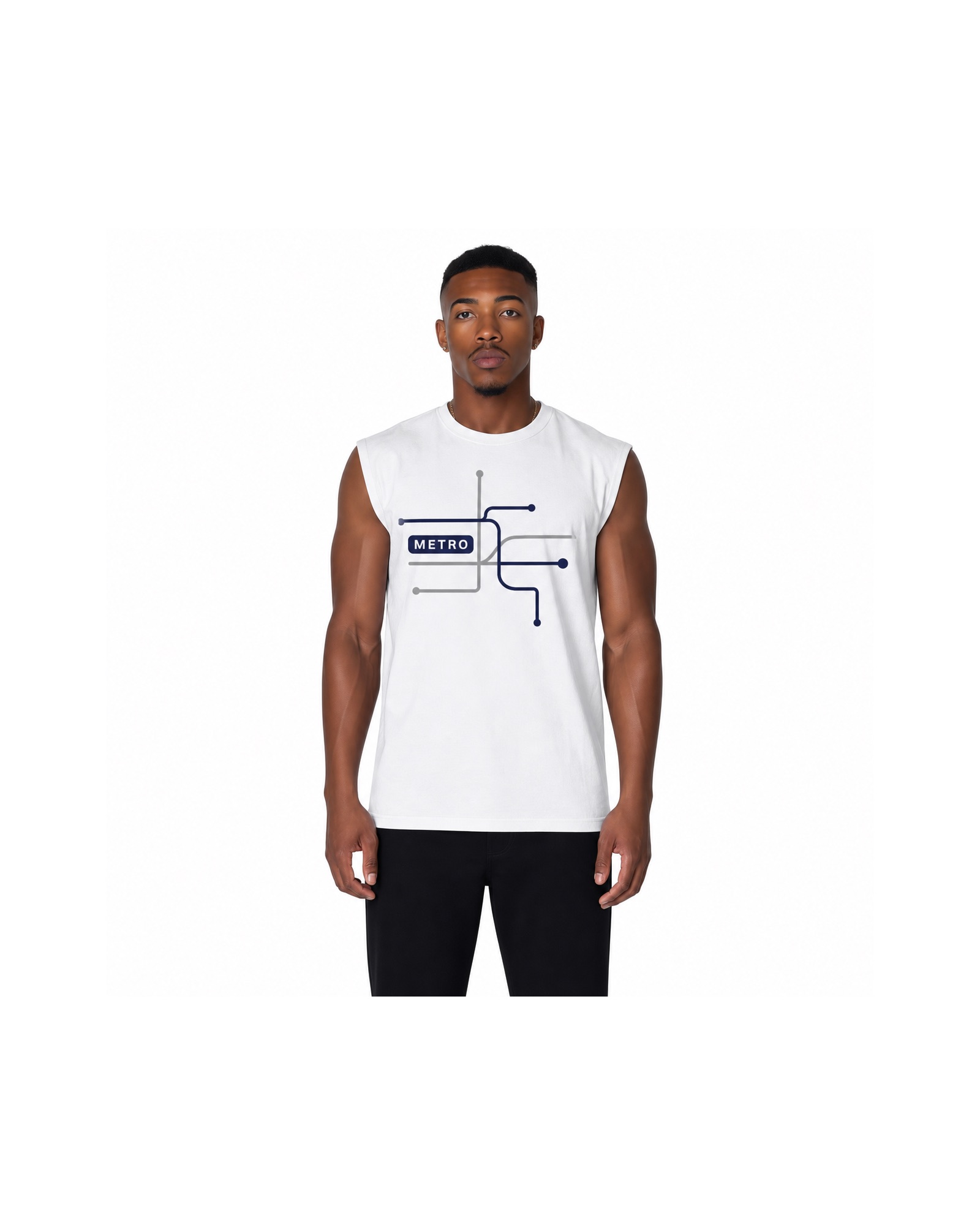 METRO White Junction Sleeveless Top front product view on a white background