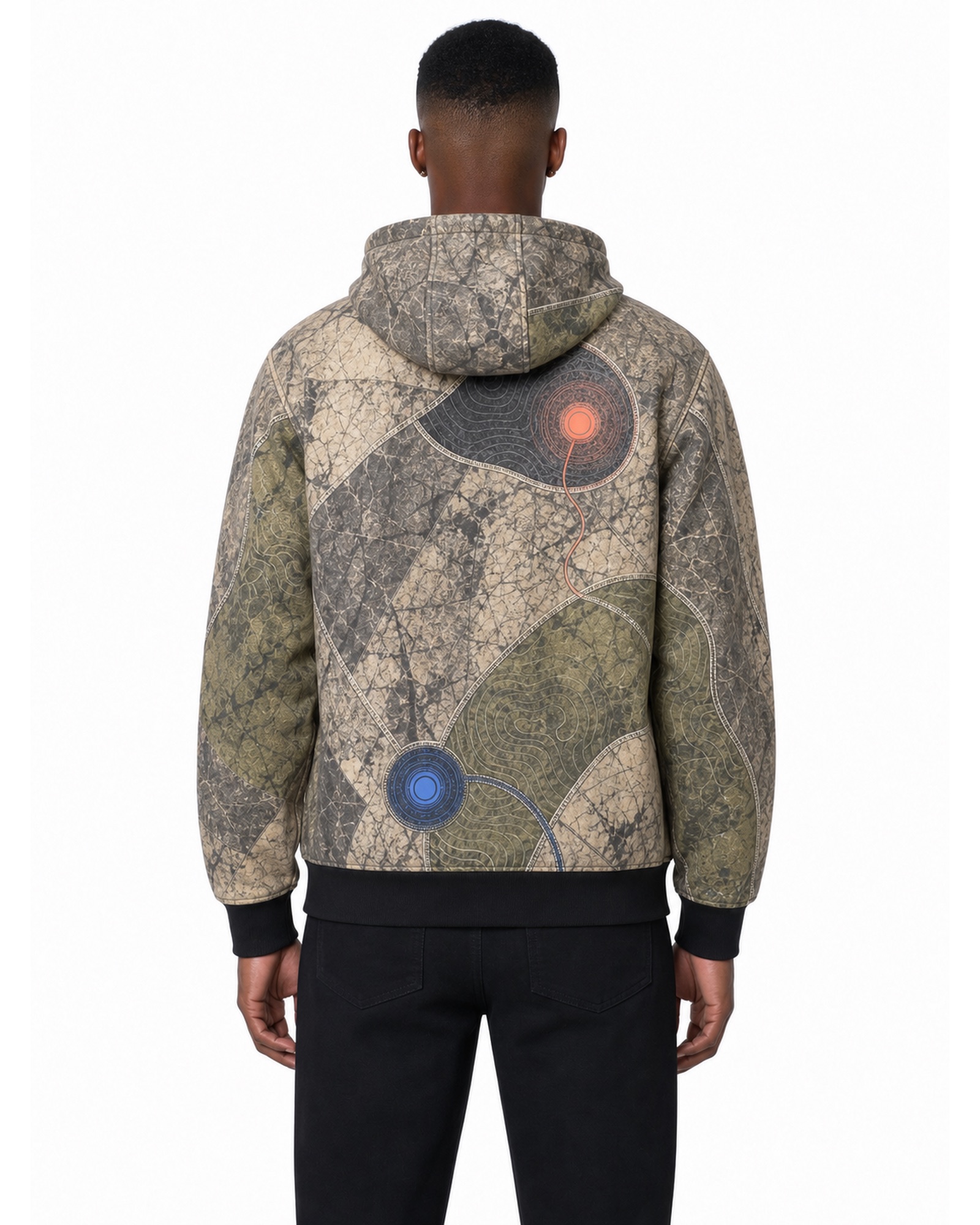 METRO Stone Atlas Zip Hoodie back product view on a white background