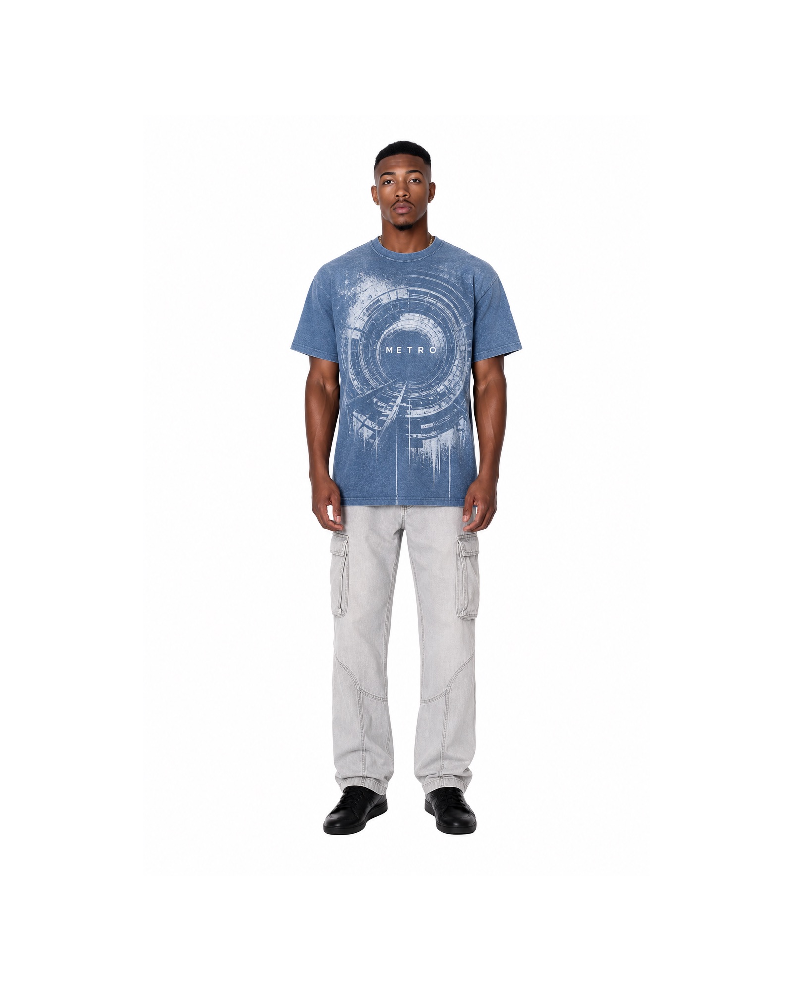 METRO Indigo Echo Graphic Tee front product view on a white background