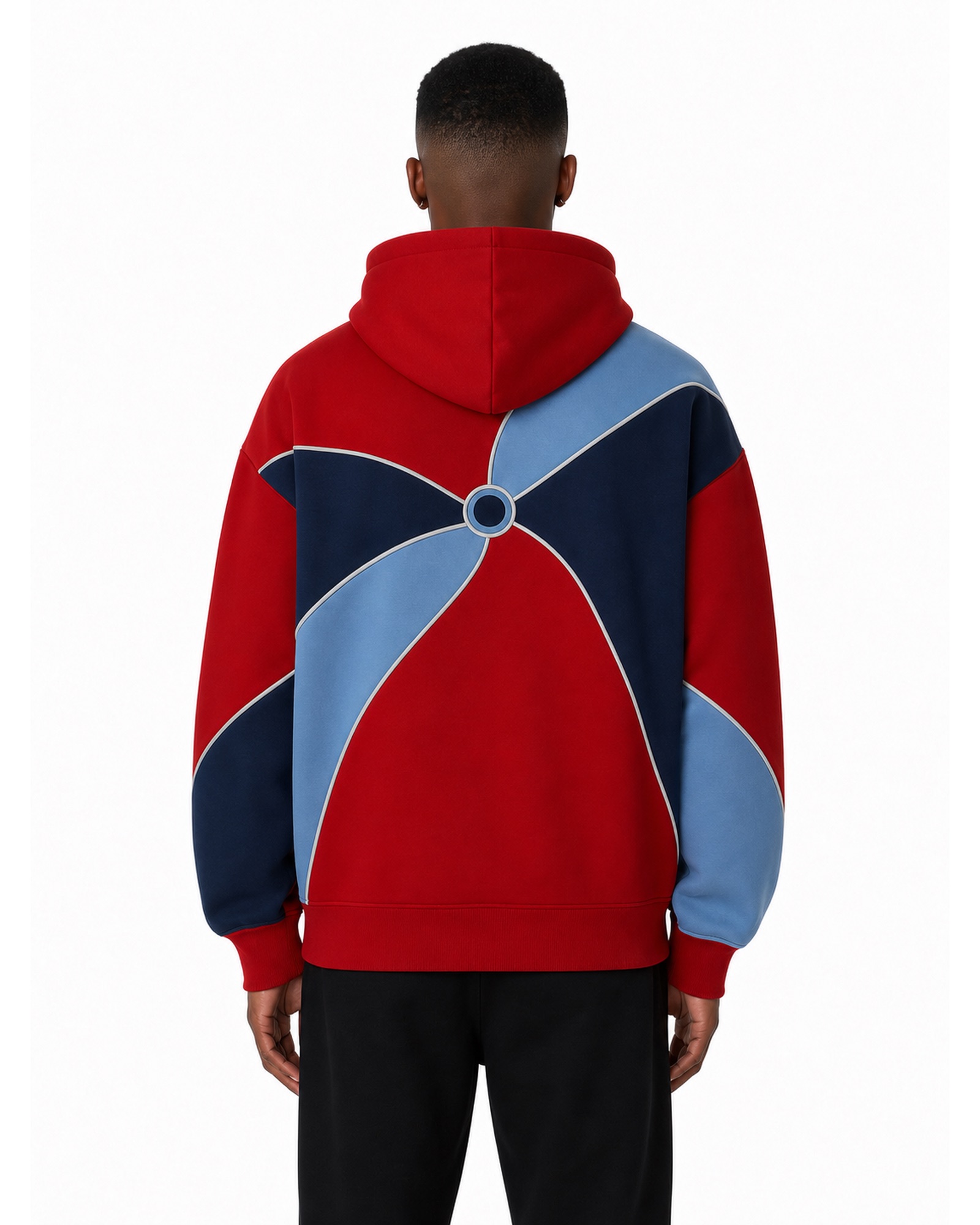 METRO Signal Block Zip Hoodie back product view on a white background