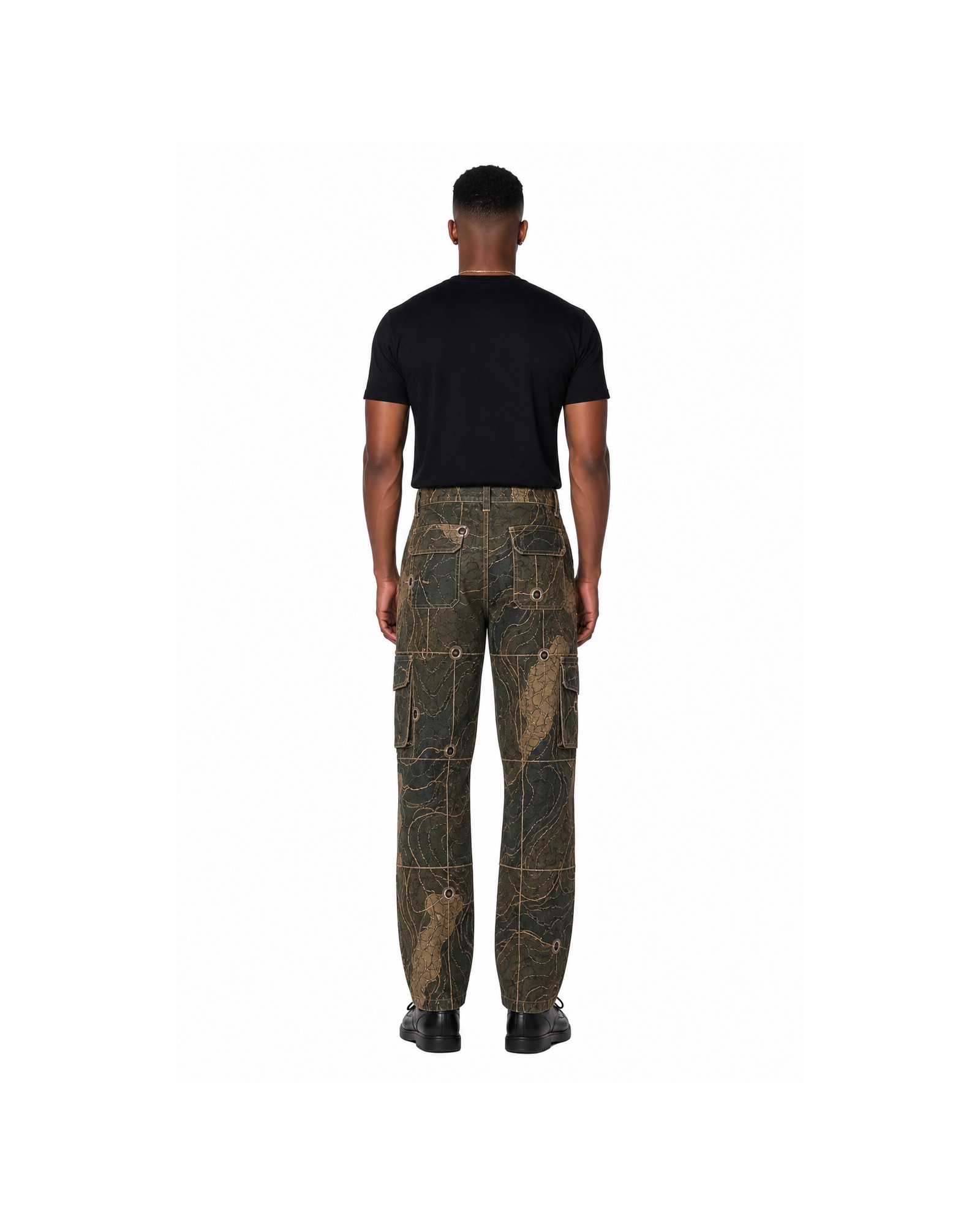 METRO Field Camo Cargo Pants back product view on a white background