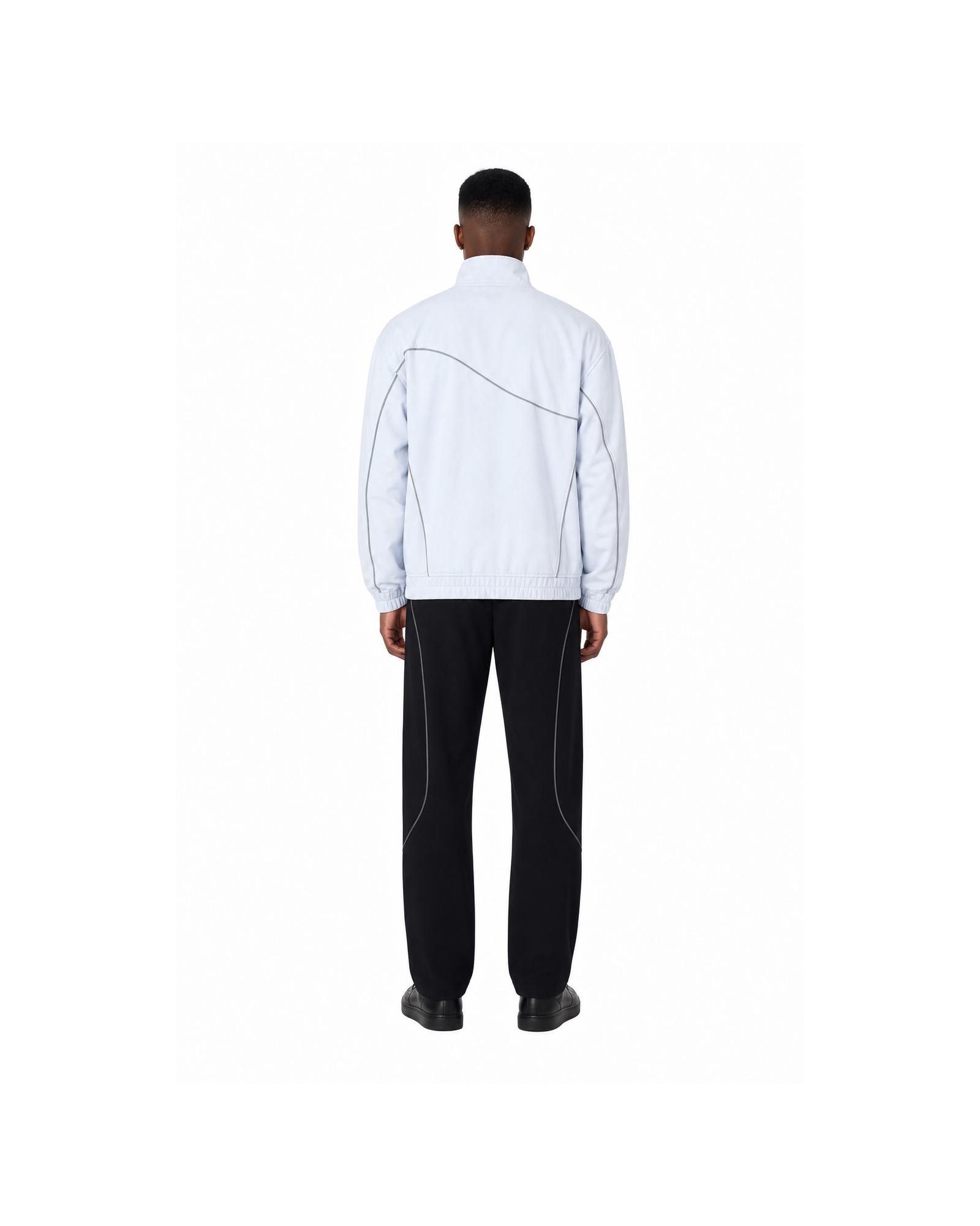 METRO White Vector Zip Jacket back product view on a white background