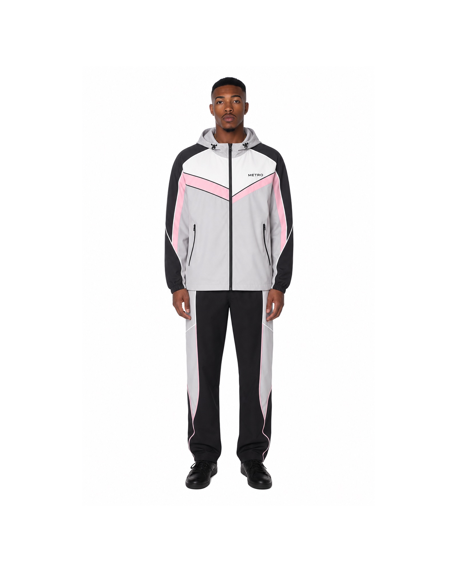 METRO Blush Velocity Track Jacket front product view on a white background