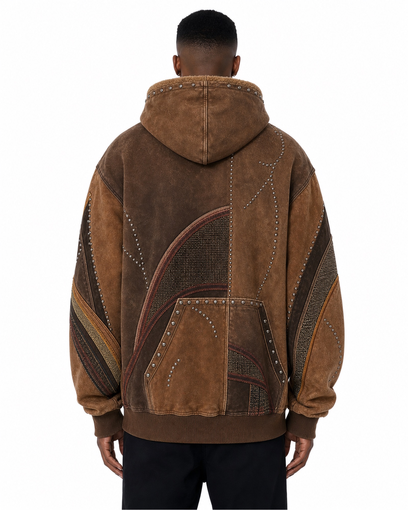 METRO Desert Rivet Zip Hoodie back product view on a white background