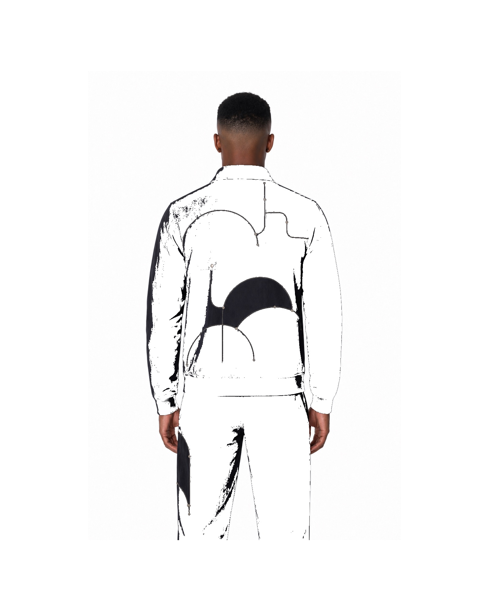 METRO Split Map Denim Jacket back product view on a white background
