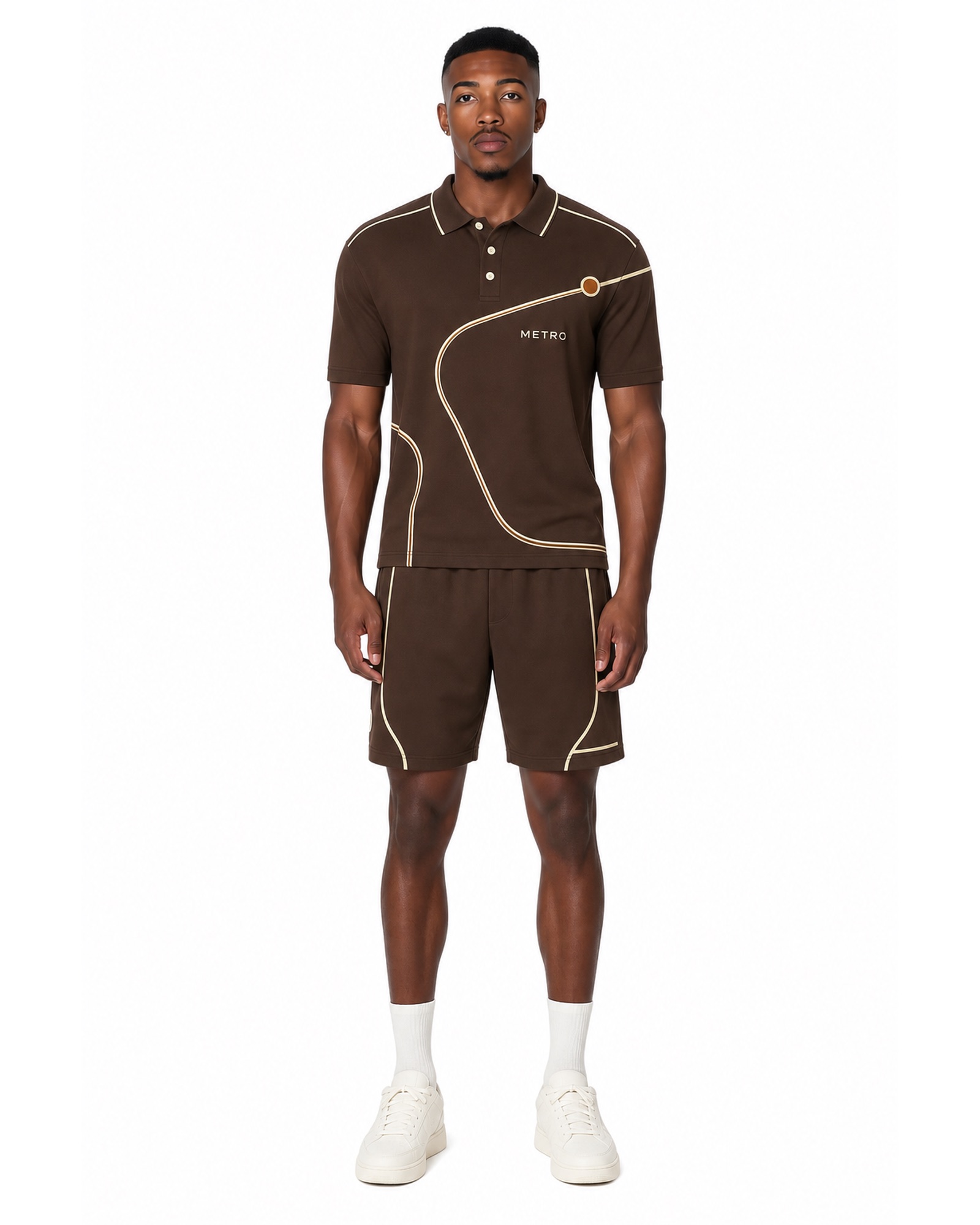 METRO Cocoa Route Polo Set front product view on a white background