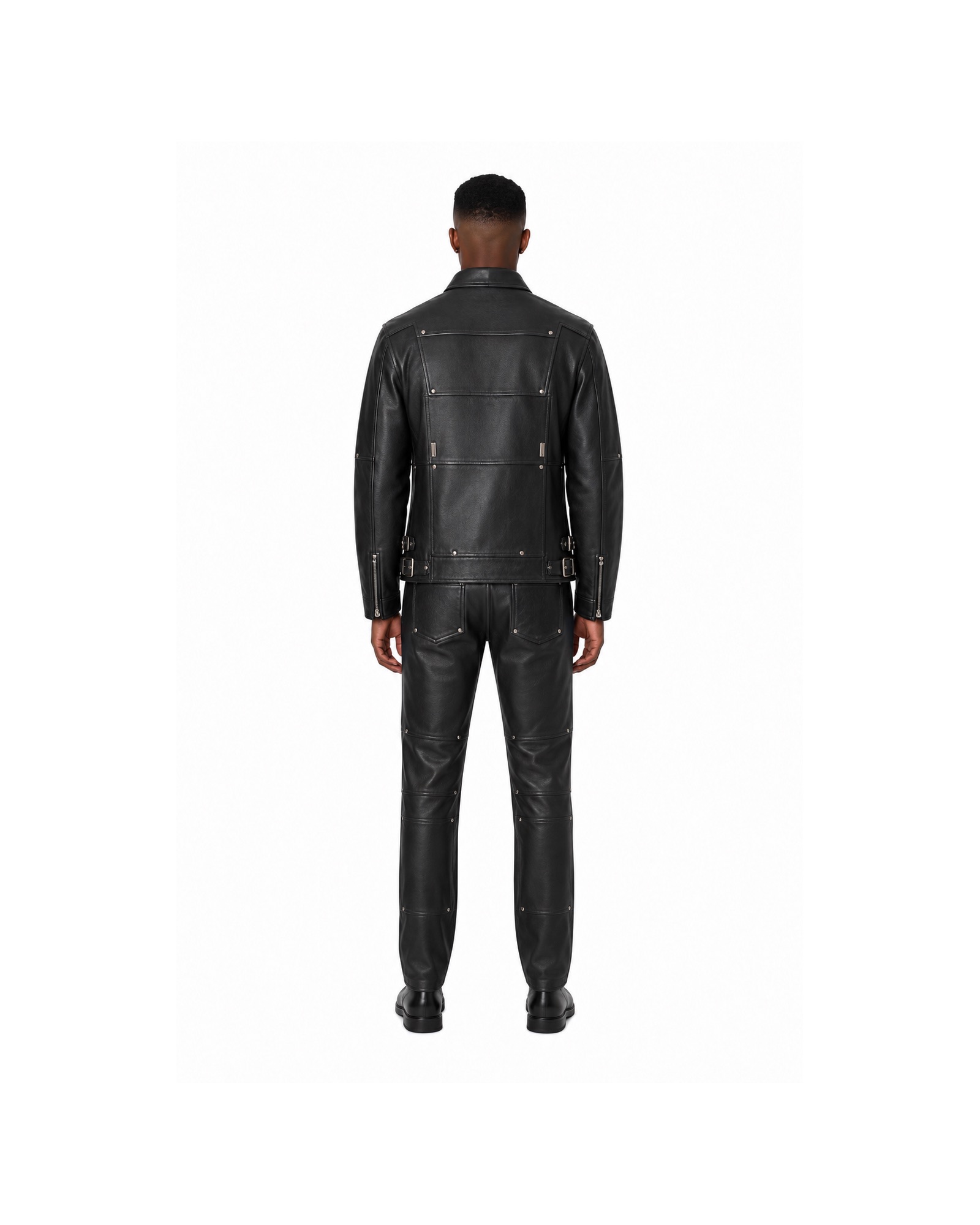 METRO Core Rider Leather Jacket back product view on a white background