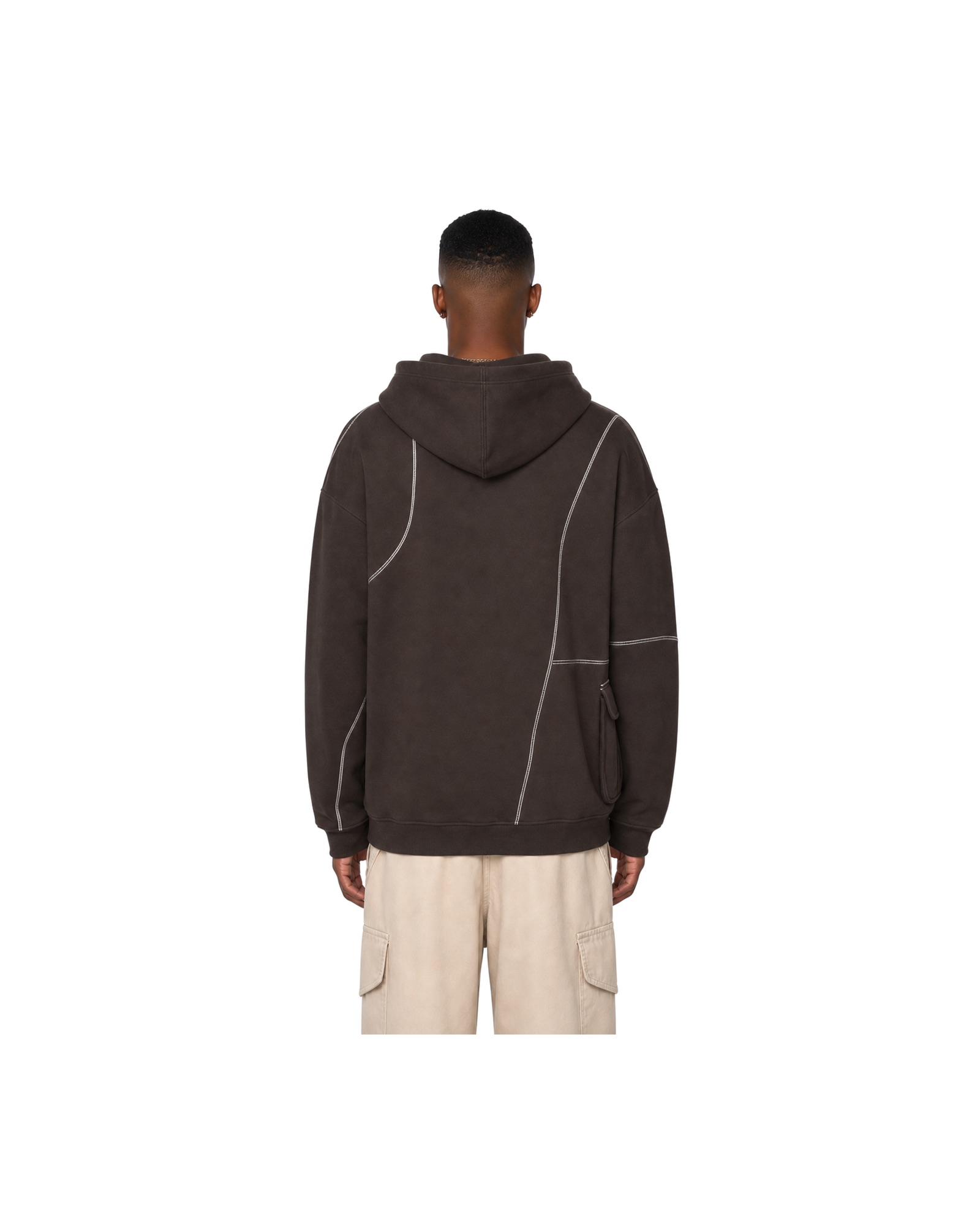 METRO Cocoa Interchange Zip Hoodie back product view on a white background