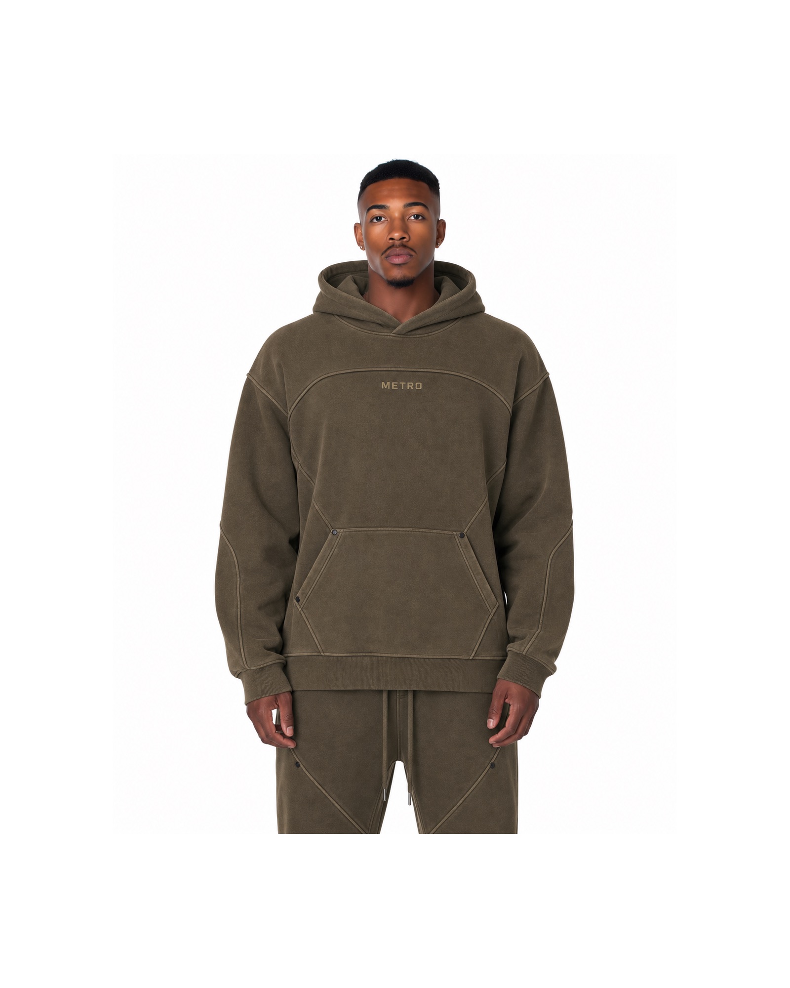 METRO Earthwork Panel Hoodie front product view on a white background