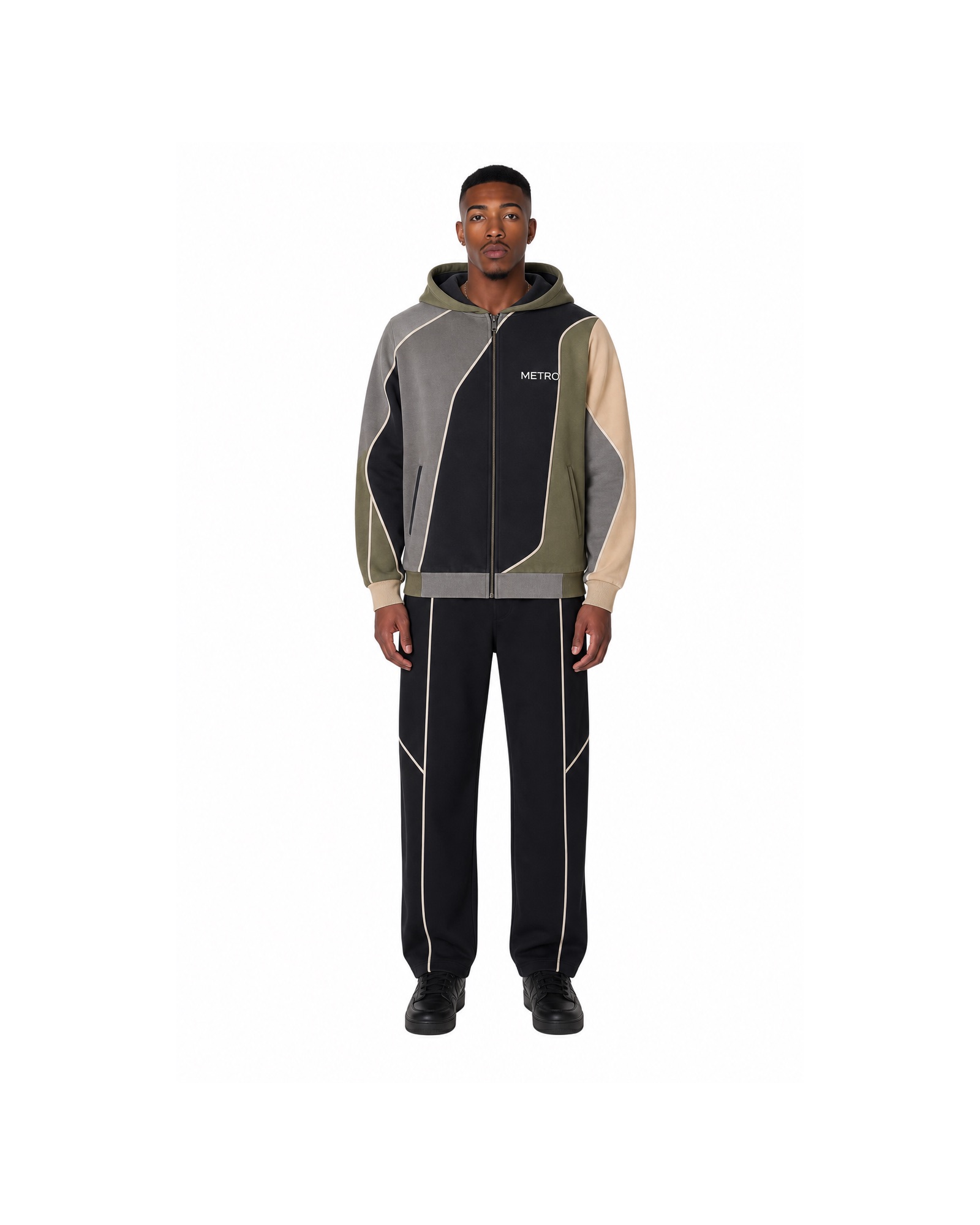 METRO Stone Switch Track Jacket front product view on a white background