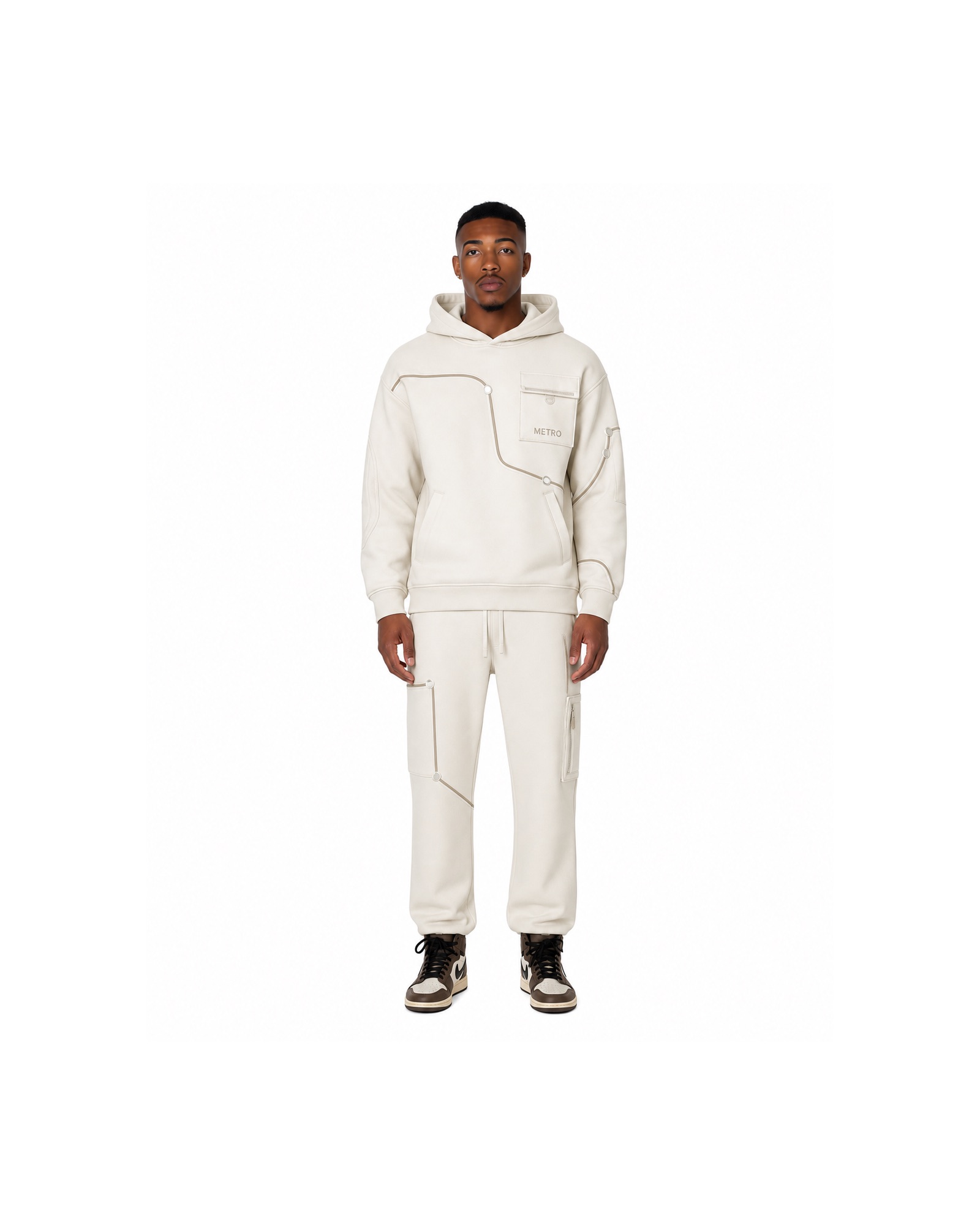 METRO Ivory Platform Hoodie Set front product view on a white background