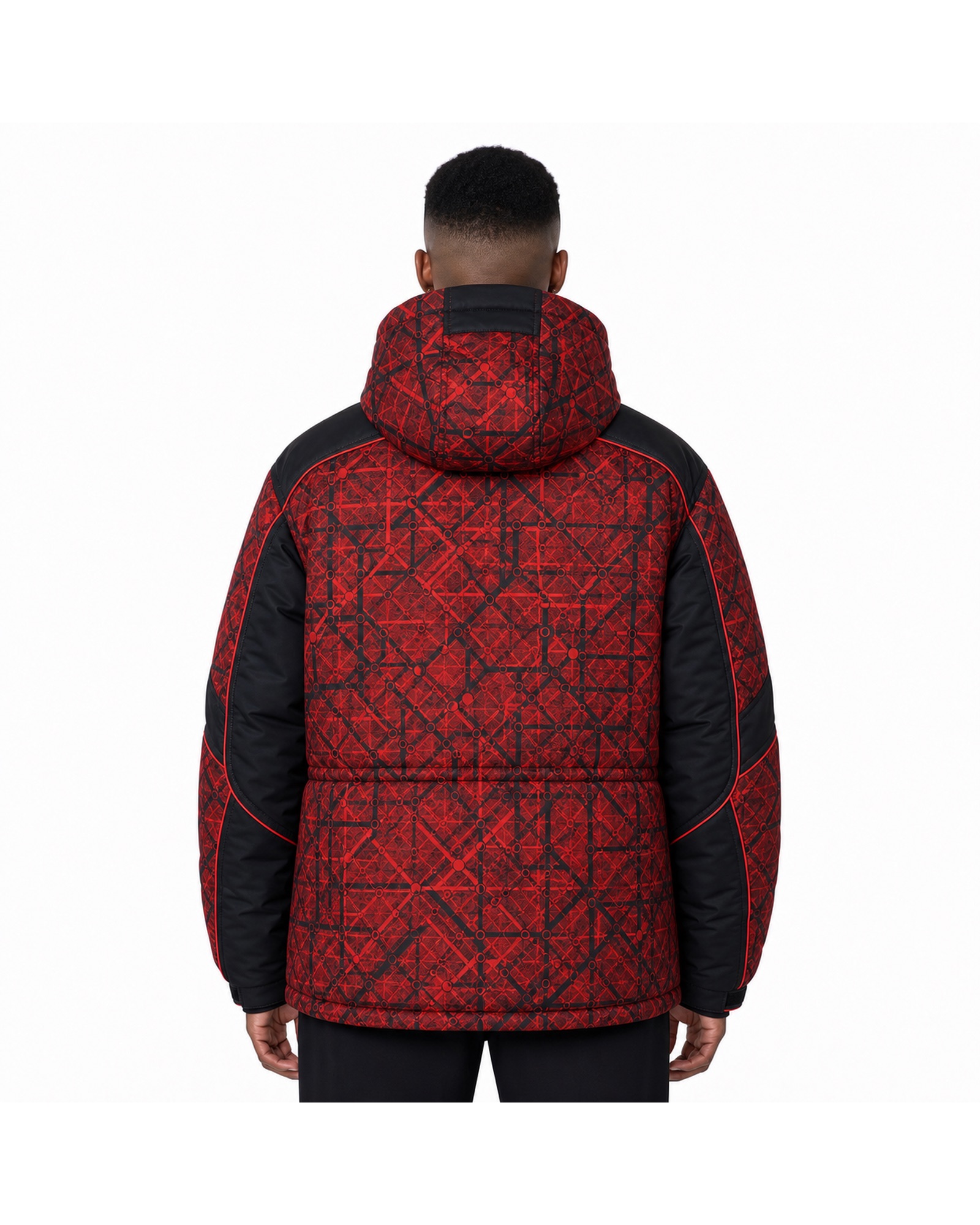 METRO Crimson Circuit Puffer back product view on a white background