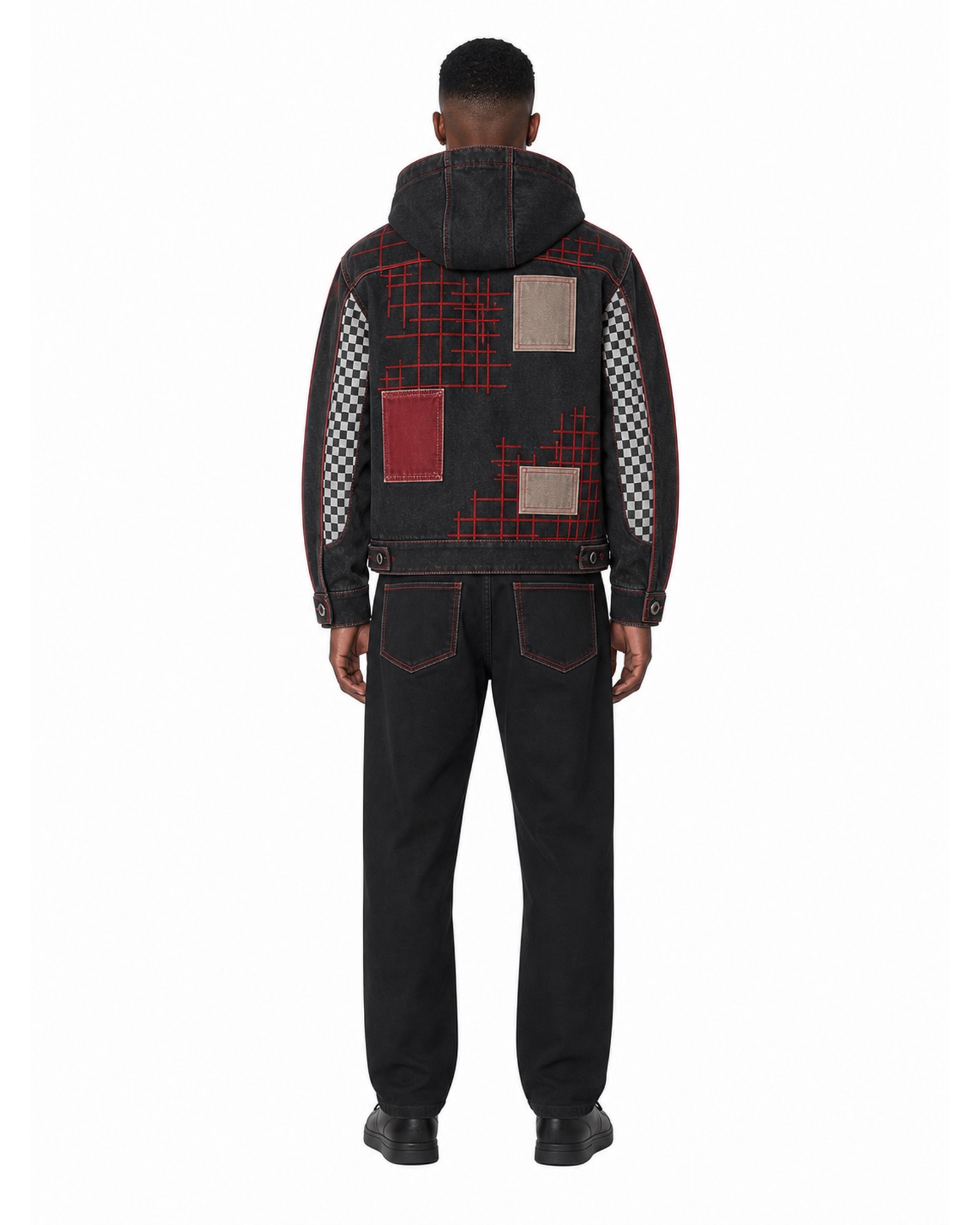 METRO Signal Grid Racing Hoodie back product view on a white background