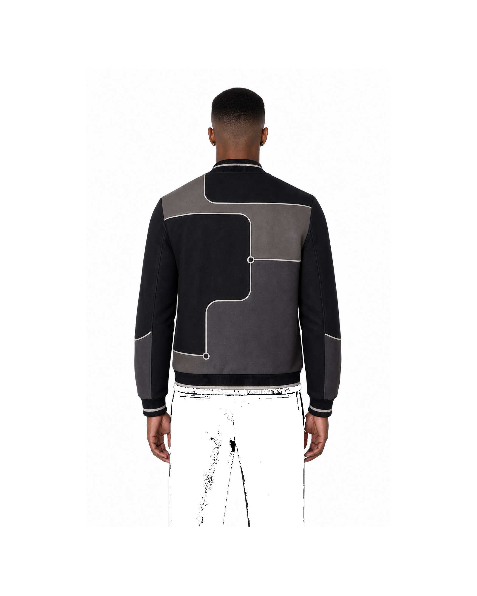 METRO Monochrome Block Bomber back product view on a white background
