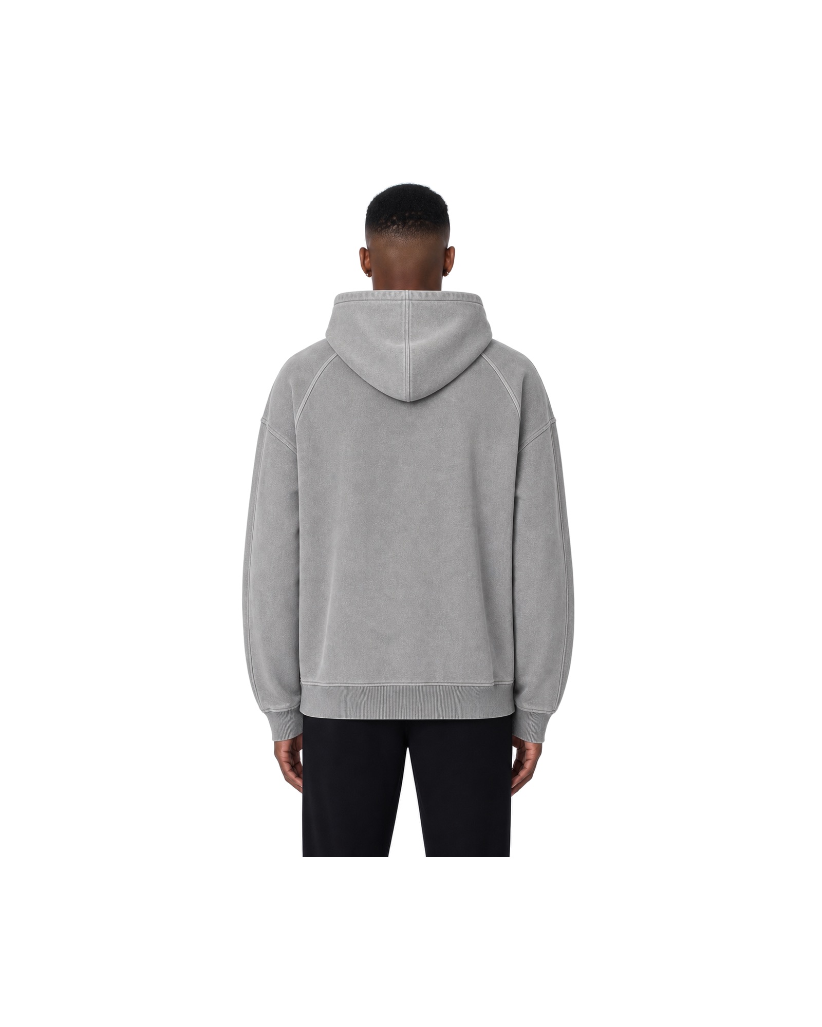 METRO Silver Parcel Hoodie back product view on a white background