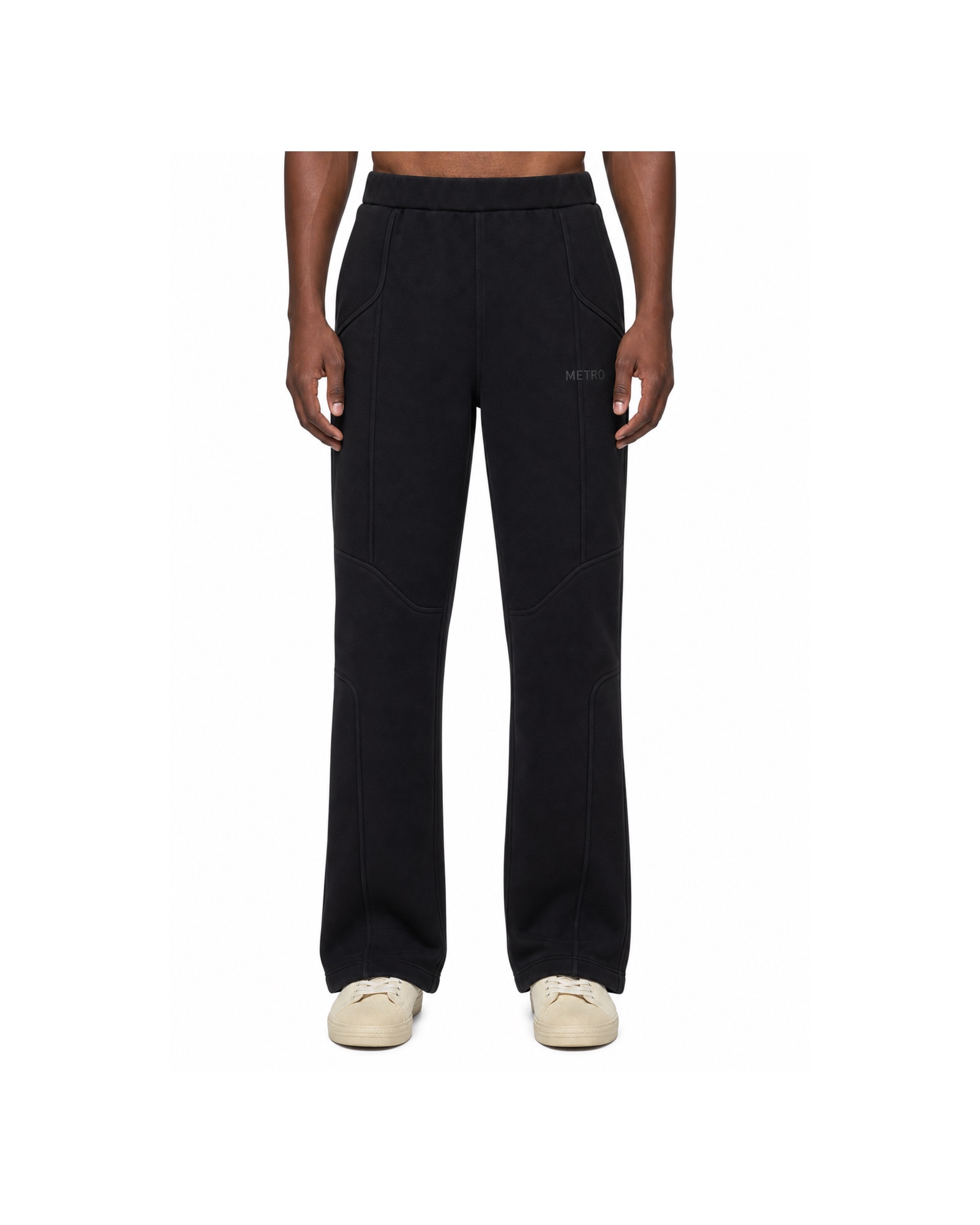 METRO Dark Arc Flare Pants front product view on a white background