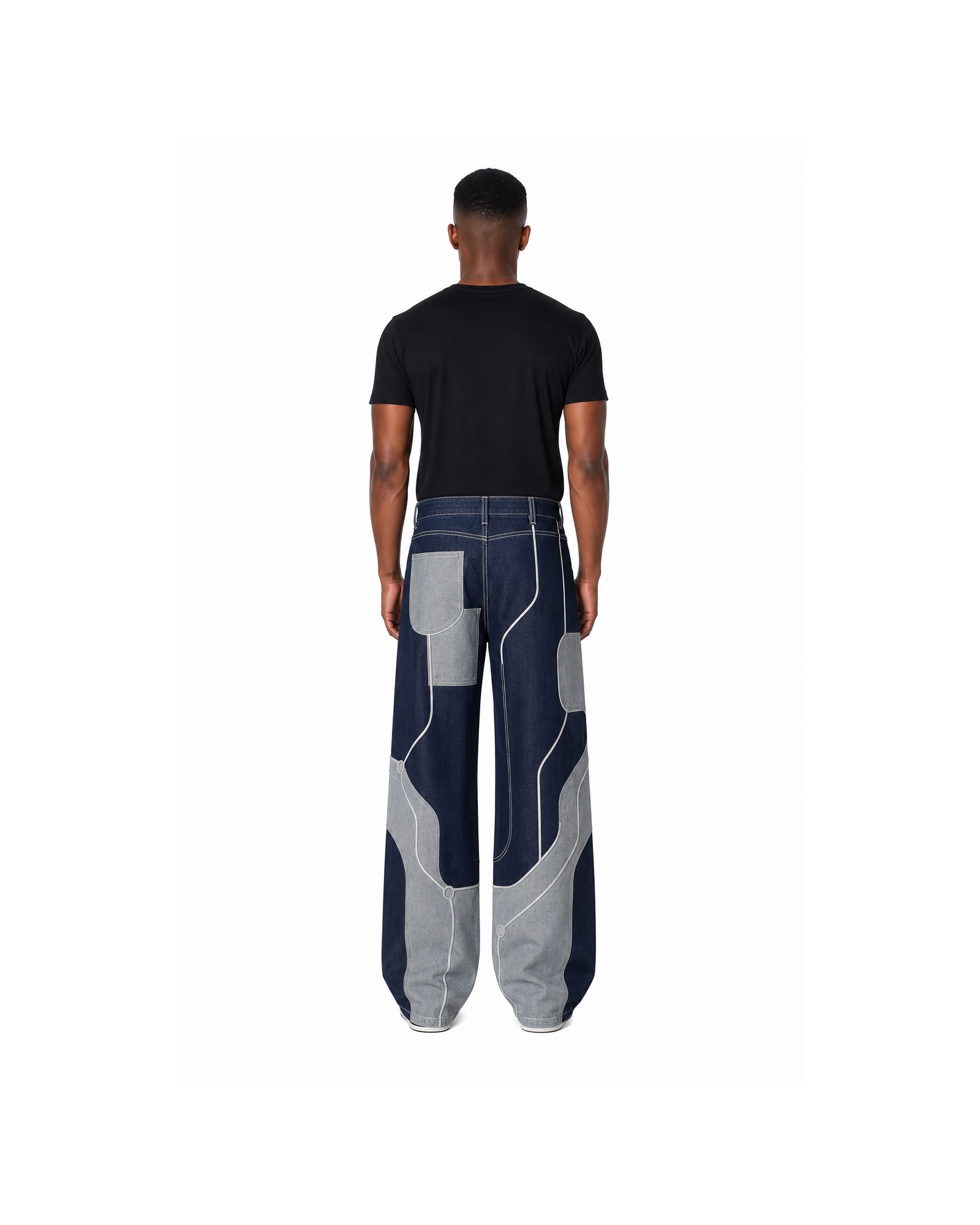 METRO Blue Uplink Track Pants back product view on a white background