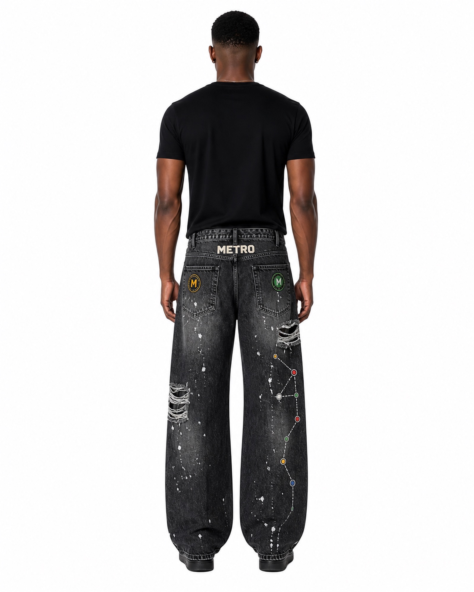 METRO Night Galaxy Wide Jeans back product view on a white background