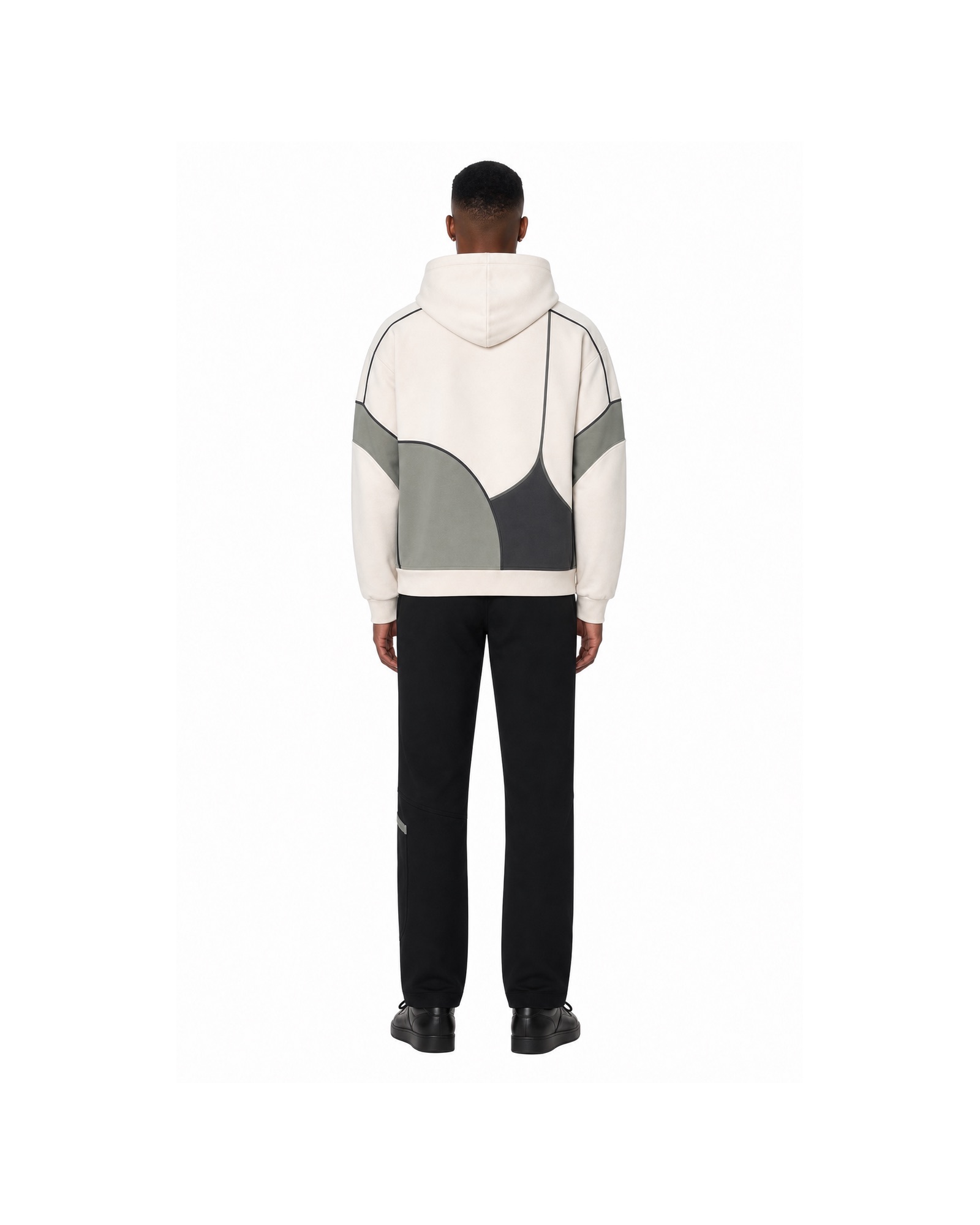 METRO Ivory Terrain Hoodie back product view on a white background