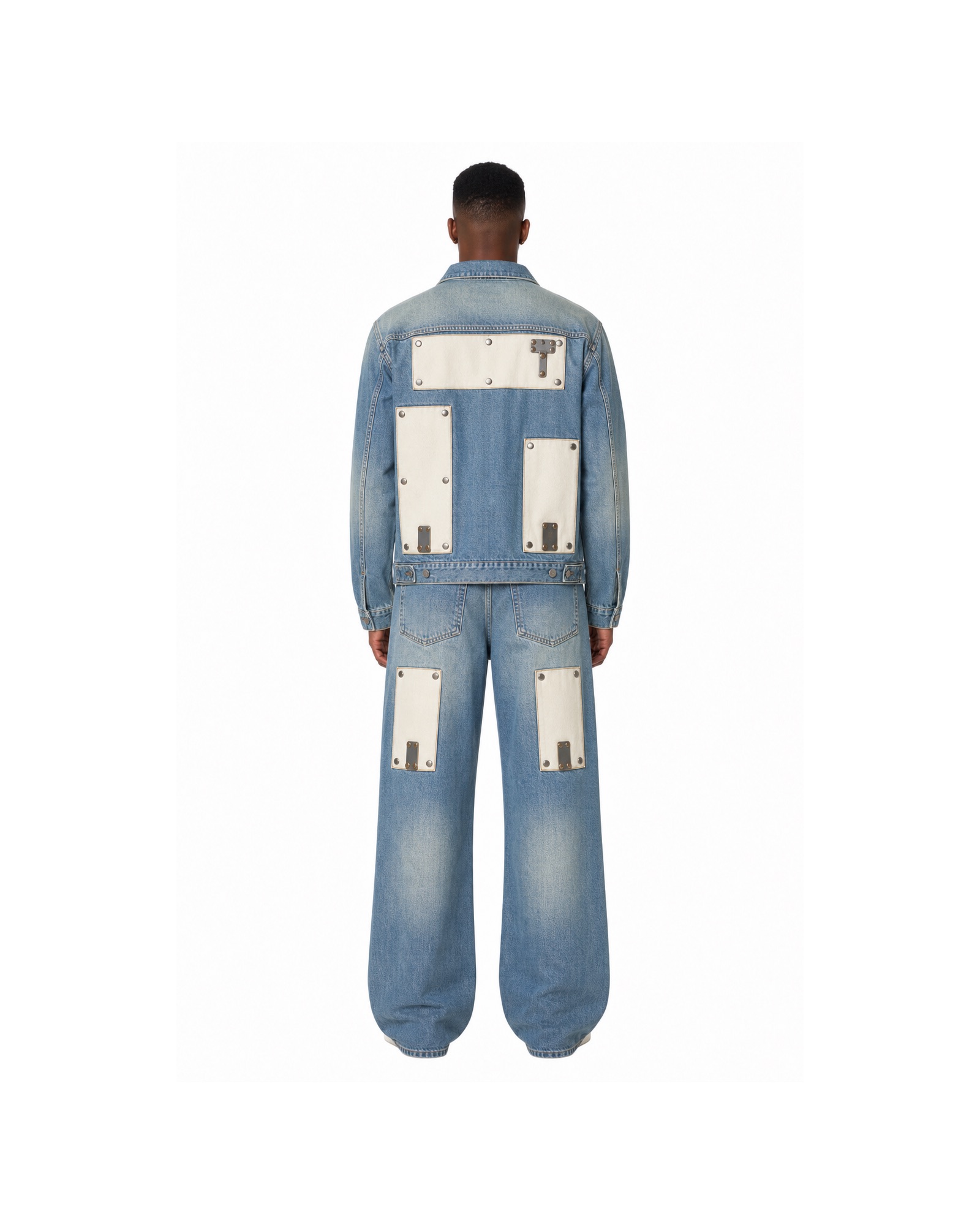 METRO Patchbay Denim Set back product view on a white background
