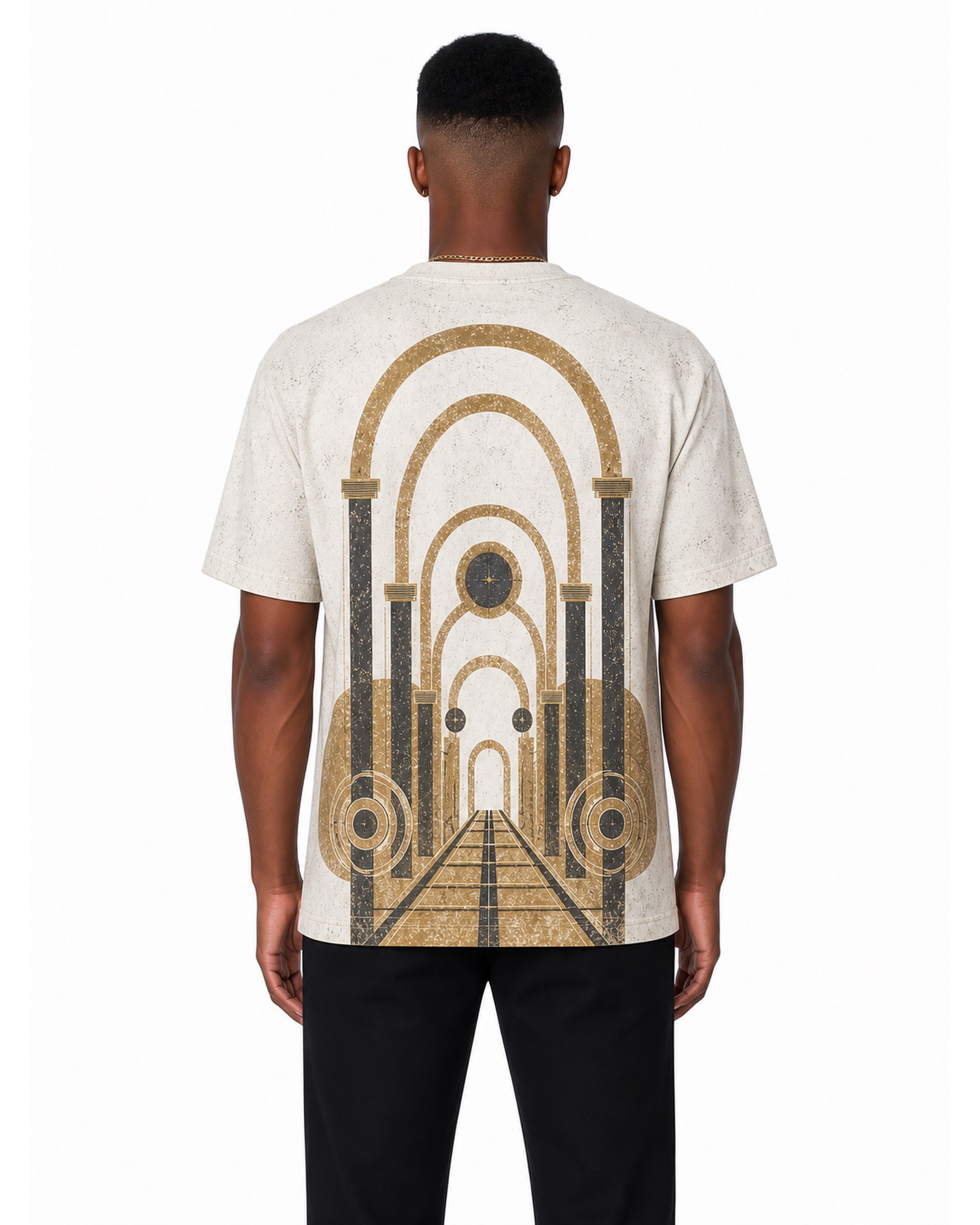 METRO Gold Portal Graphic Tee back product view on a white background