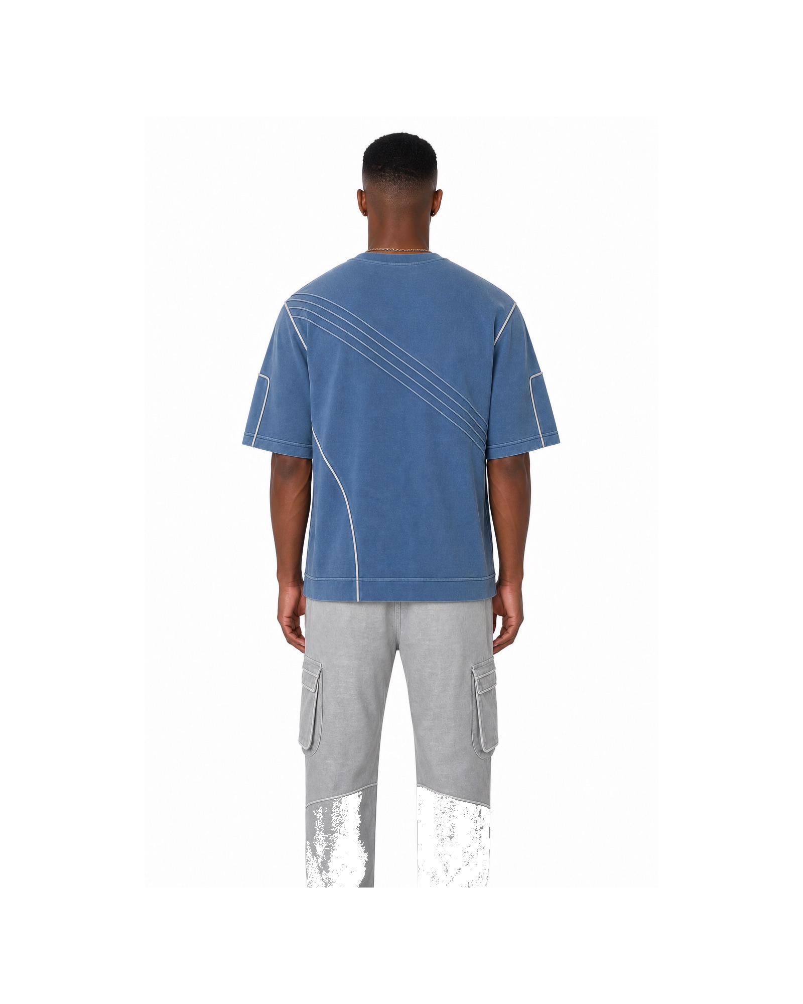 METRO Slate Current Oversized Tee back product view on a white background