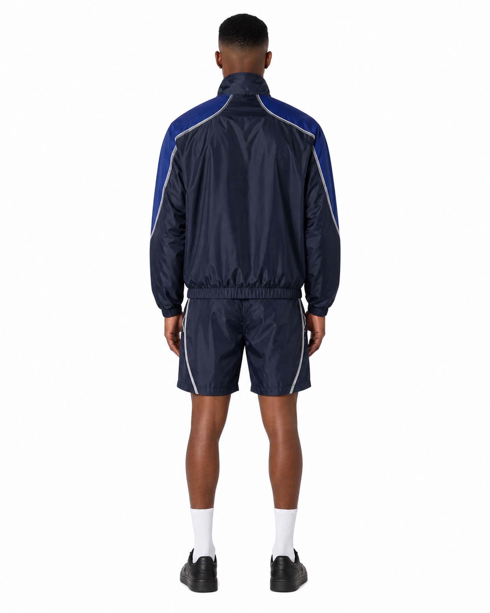 METRO Navy Spur Windbreaker Set back product view on a white background