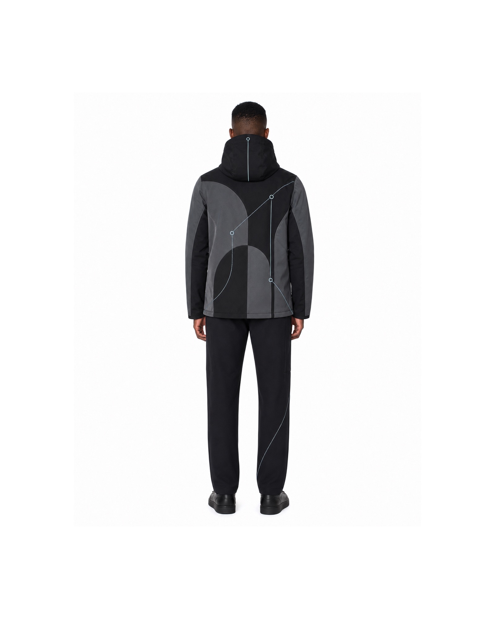 METRO Black Prism Hooded Shell back product view on a white background
