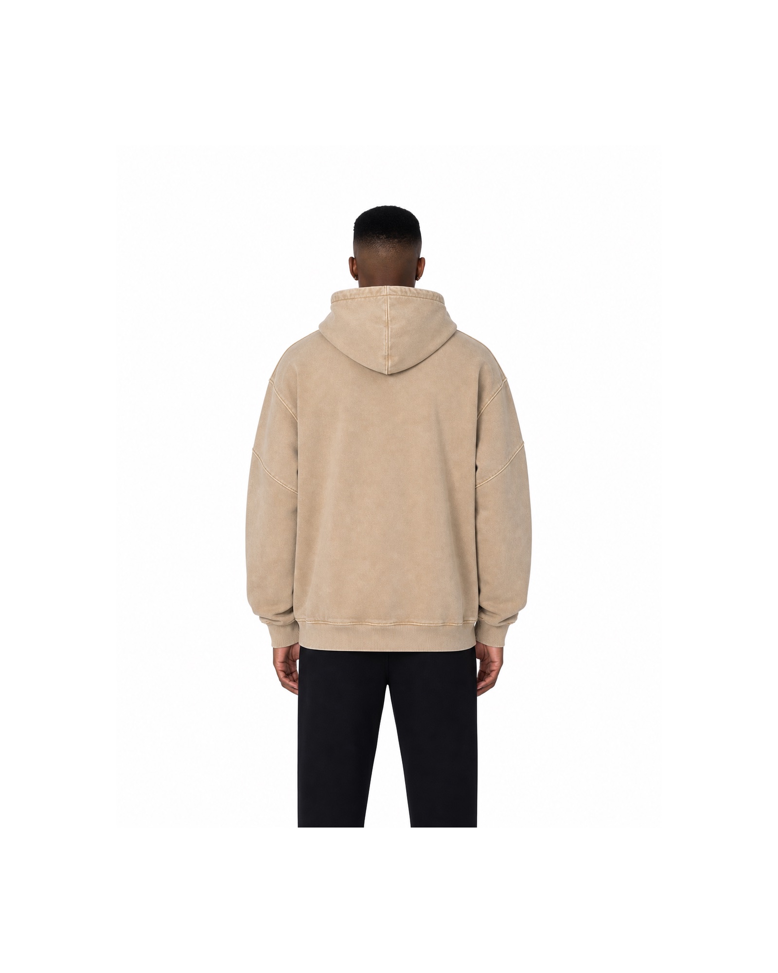 METRO Sandstone Platform Hoodie back product view on a white background