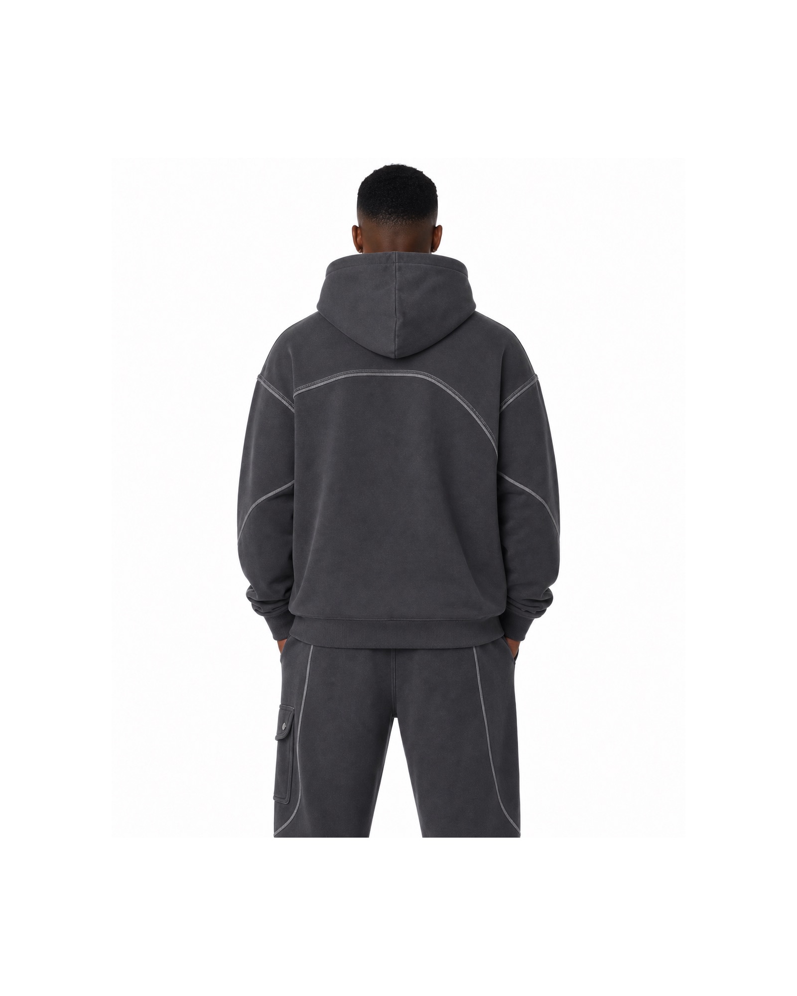 METRO Tunnel Route Hoodie Set back product view on a white background