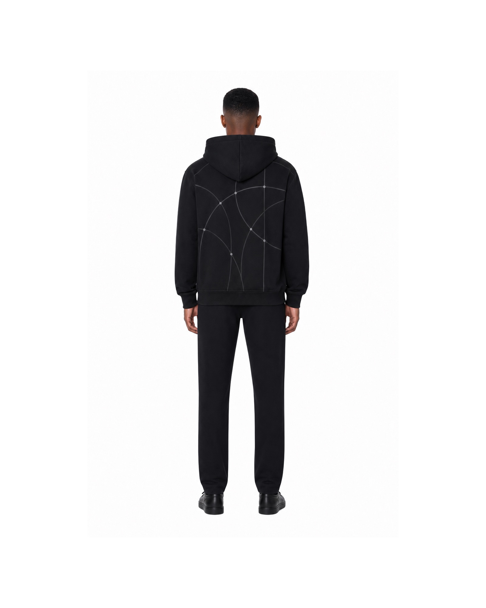 METRO Black Orbit Hoodie back product view on a white background