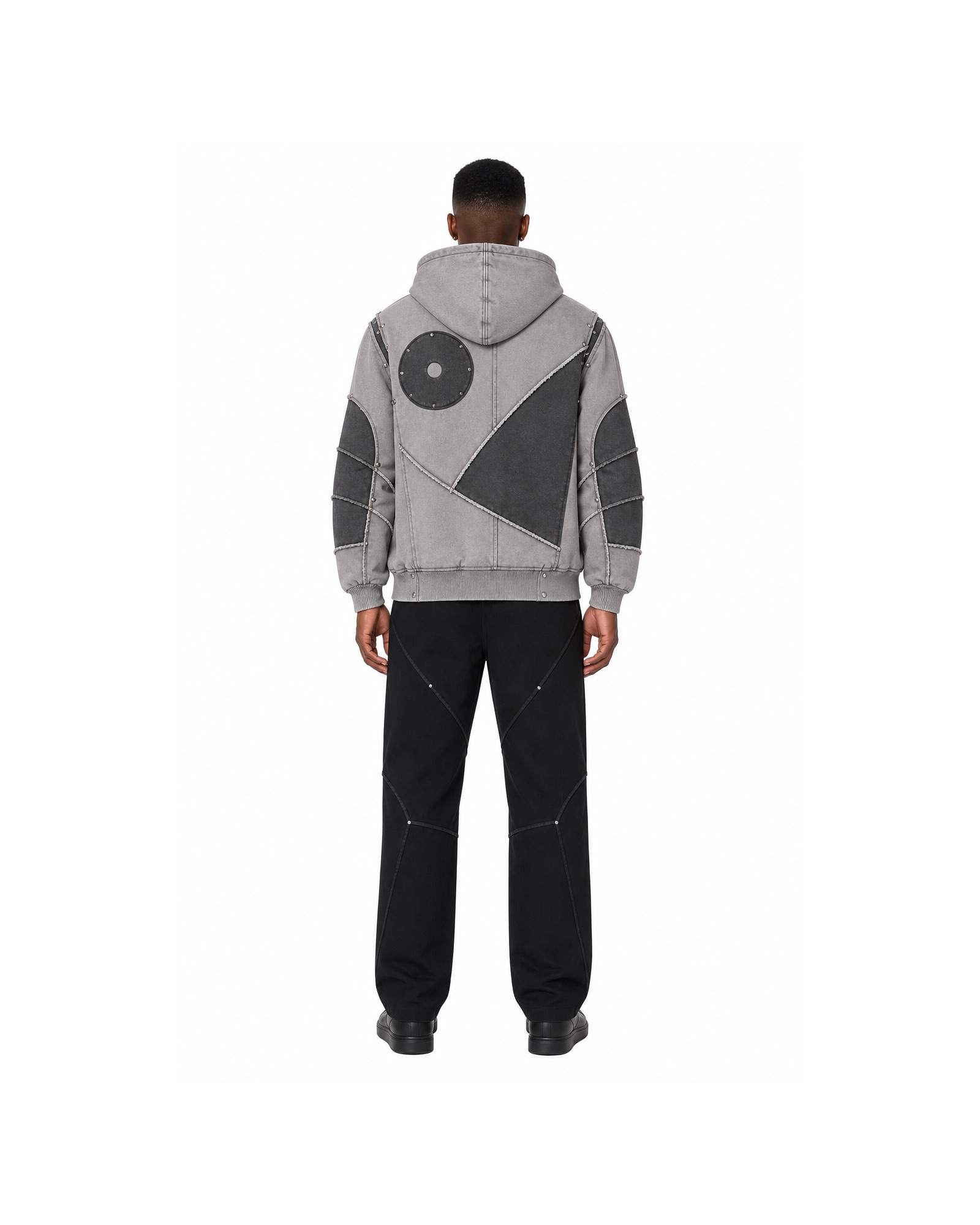 METRO Grey Control Utility Jacket back product view on a white background