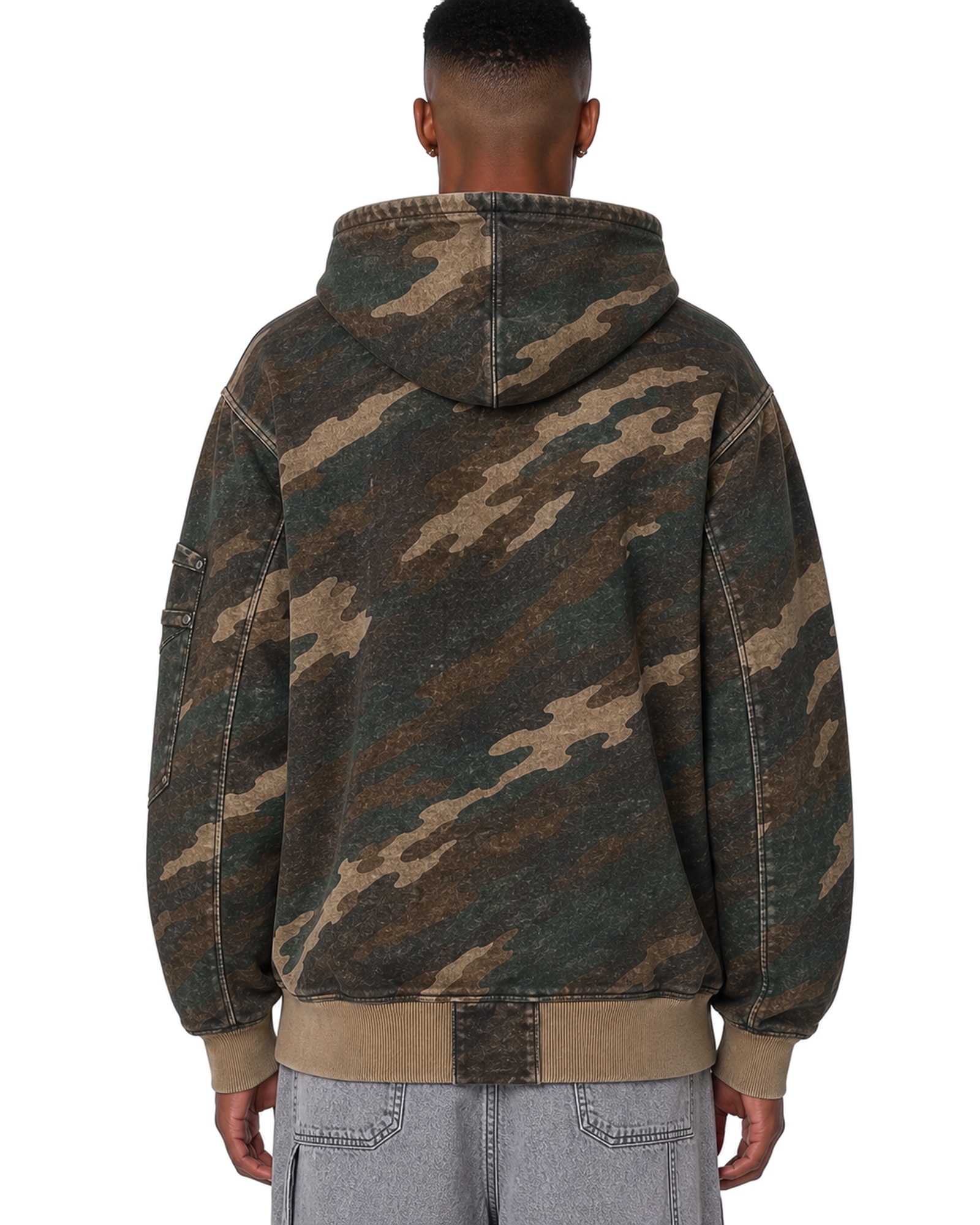 METRO Nighttrack Camo Zip Hoodie back product view on a white background
