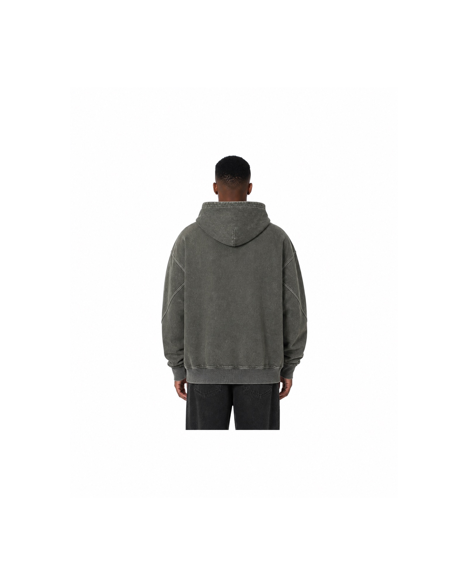 METRO Moss Grid Hoodie back product view on a white background