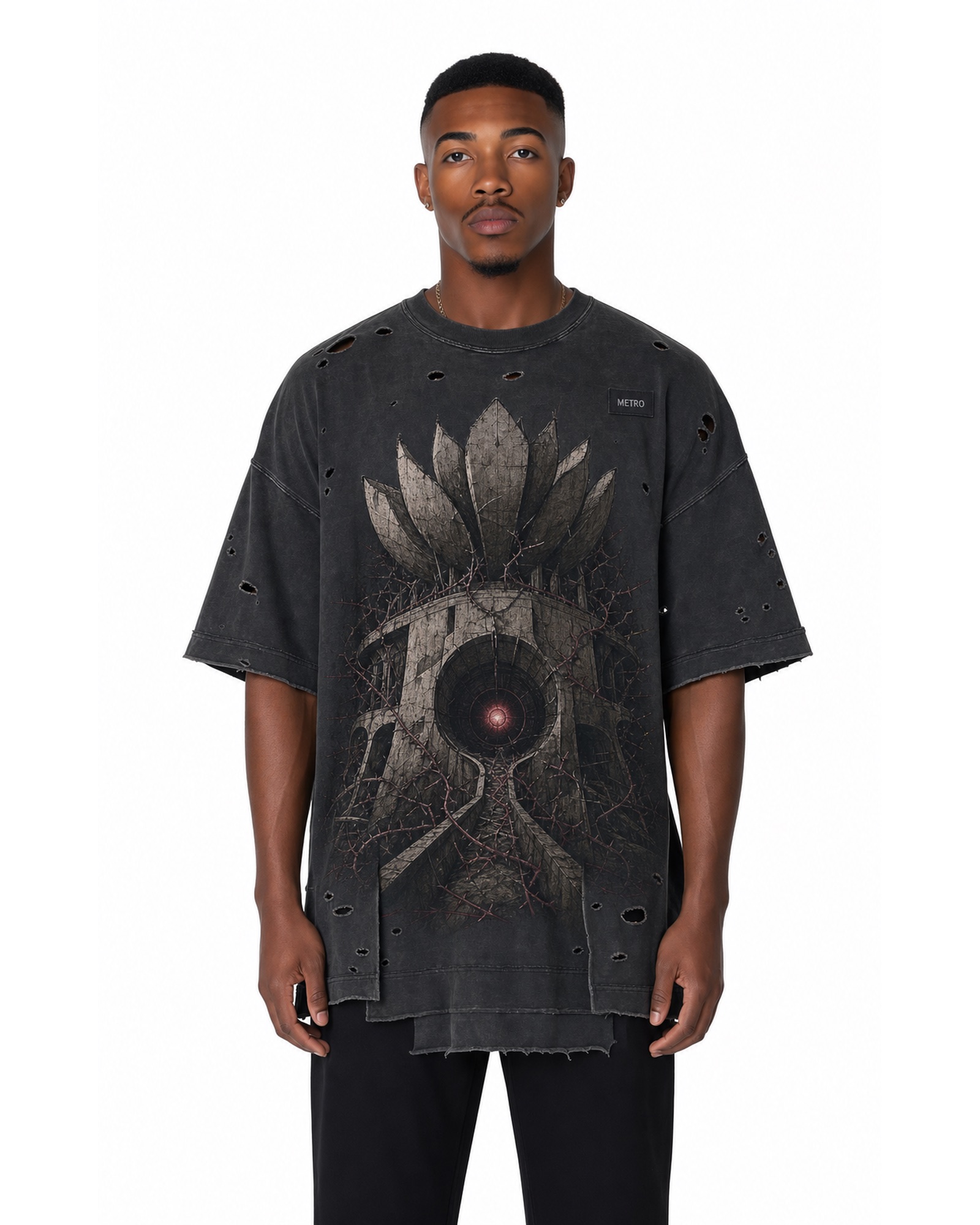METRO Night Bloom Oversized Tee front product view on a white background