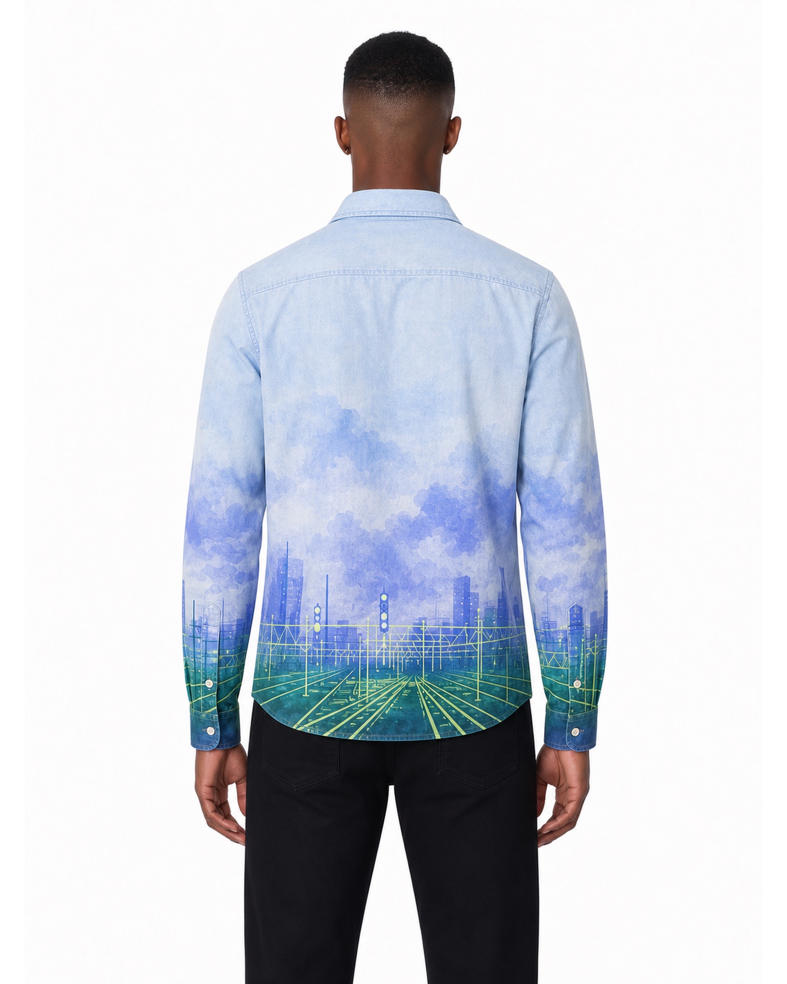 METRO Skyway City Shirt back product view on a white background