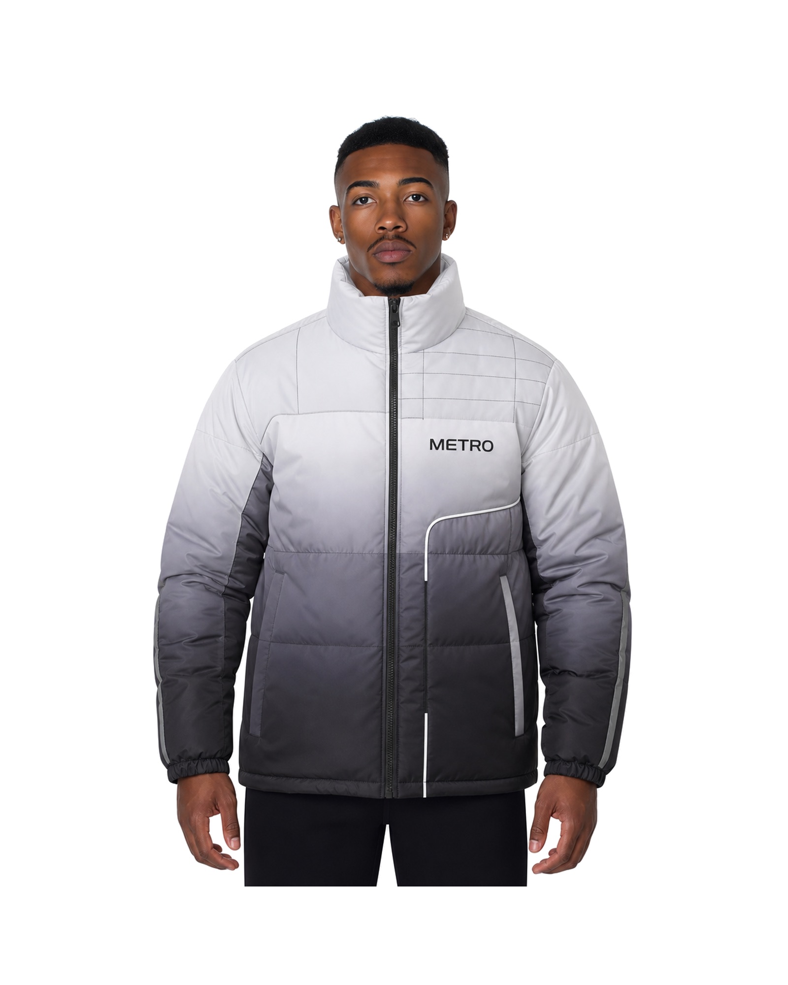 METRO Fogline Gradient Puffer Jacket front product view on a white background