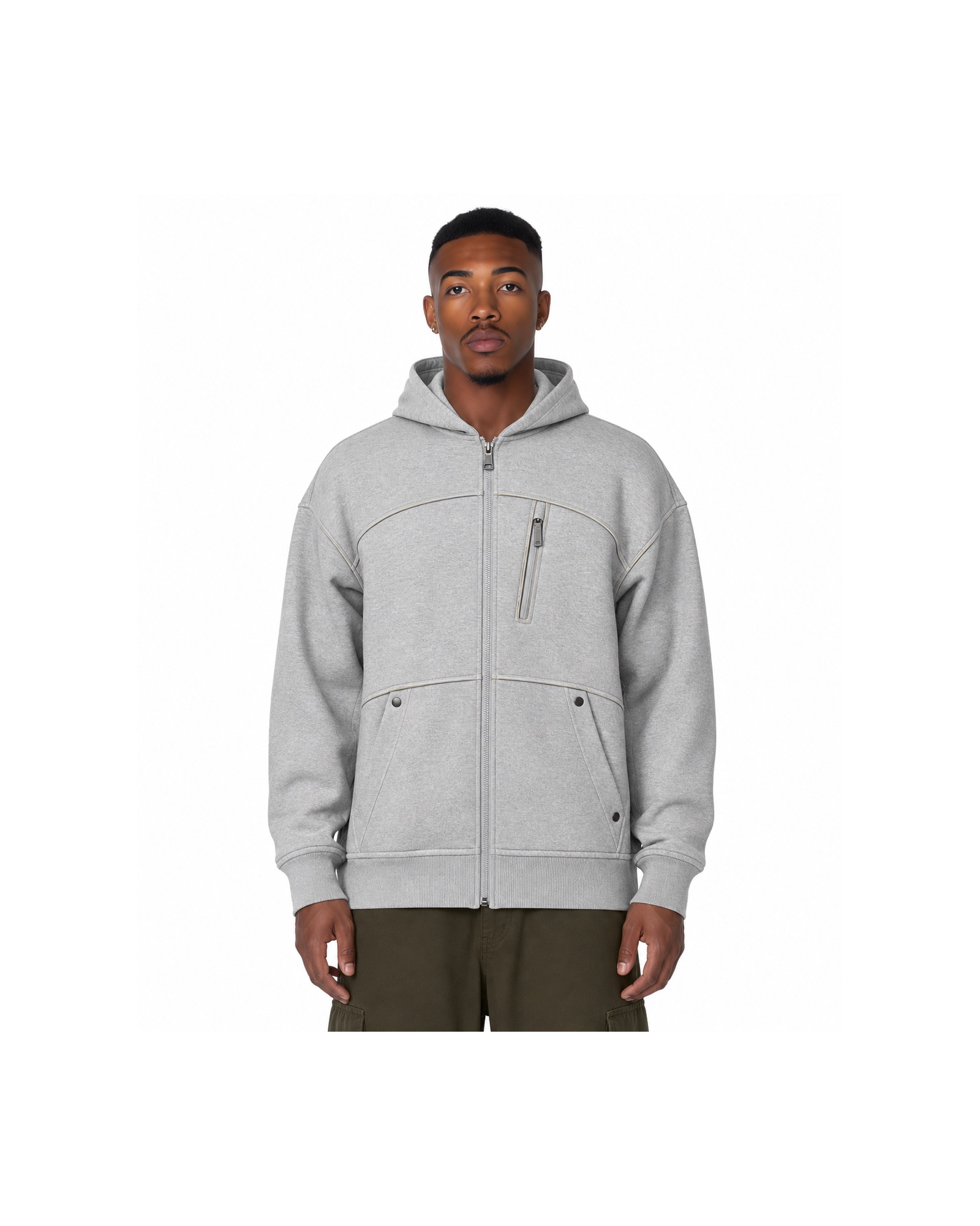 METRO Silver Spur Zip Hoodie front product view on a white background