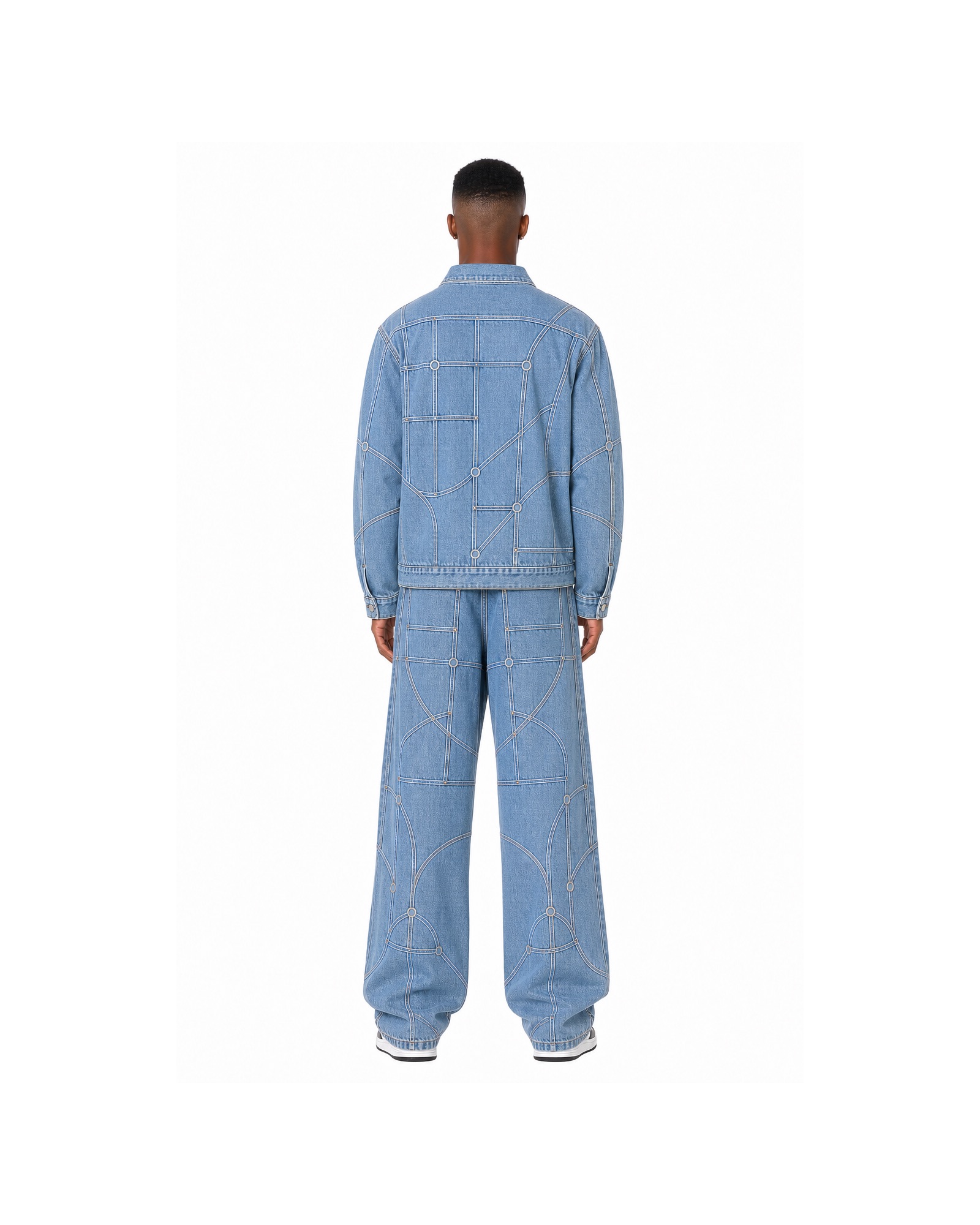 METRO Blue Station Denim Set back product view on a white background