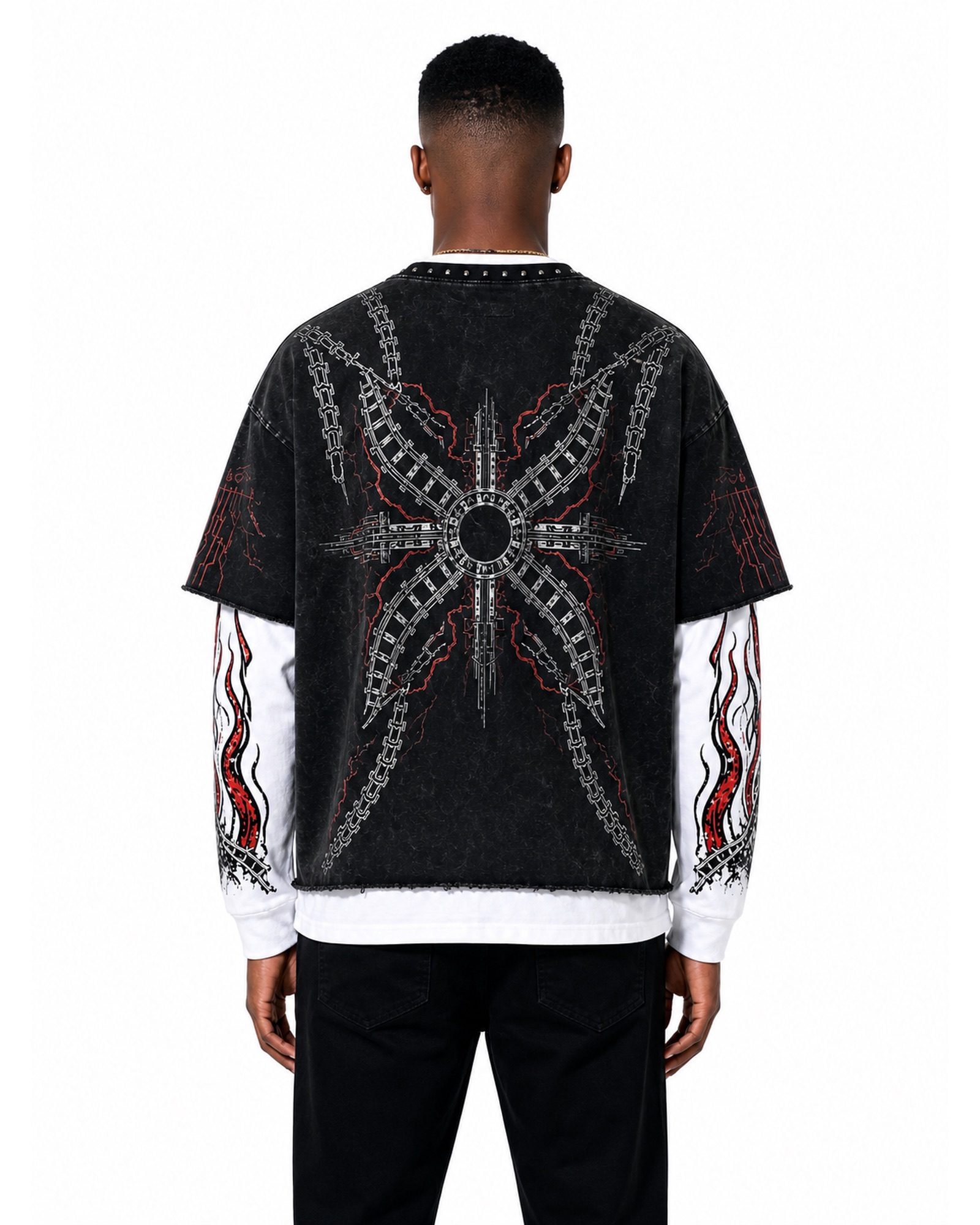 METRO Webline Layered Mesh Tee back product view on a white background