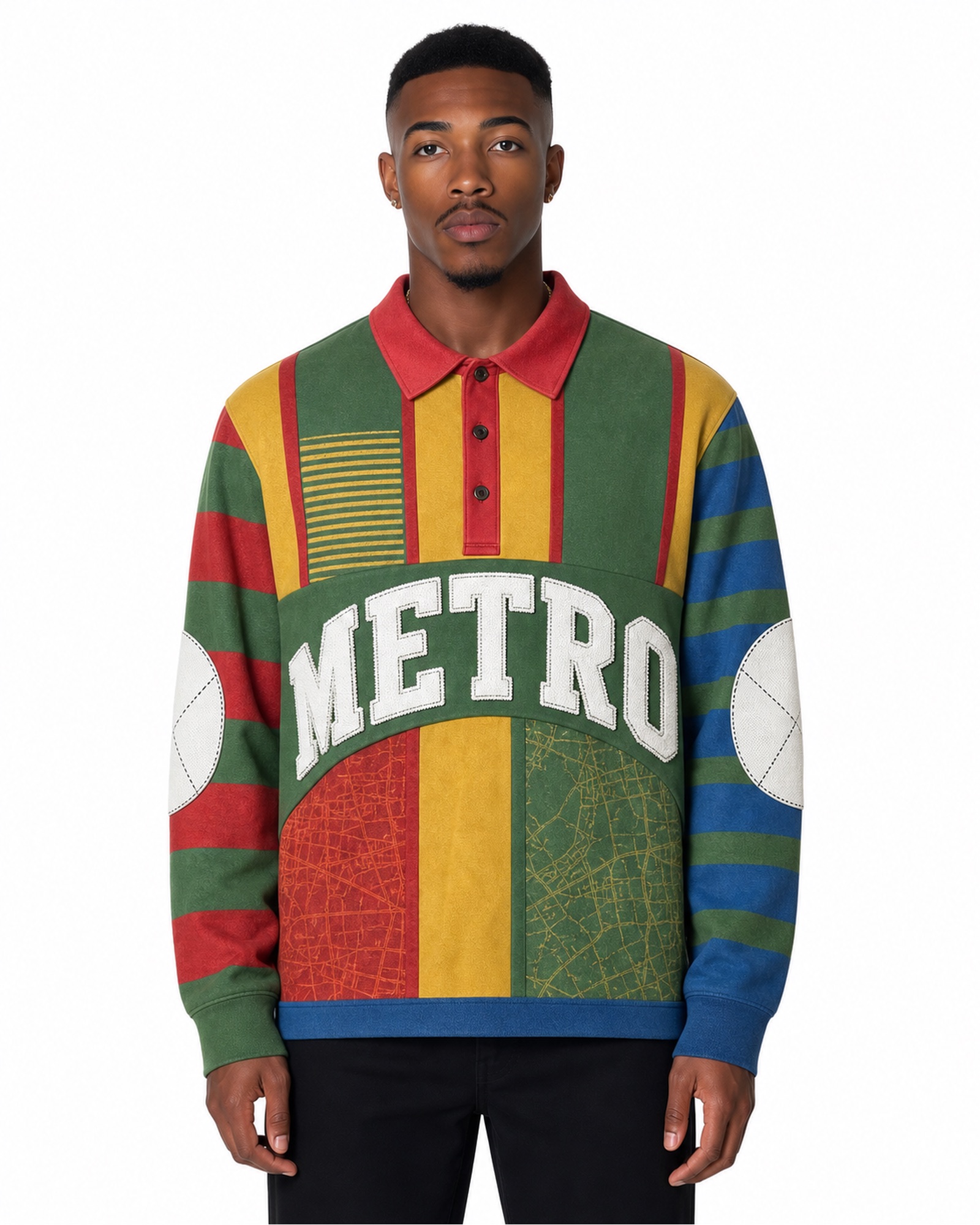 METRO Carnival Grid Rugby Top front product view on a white background